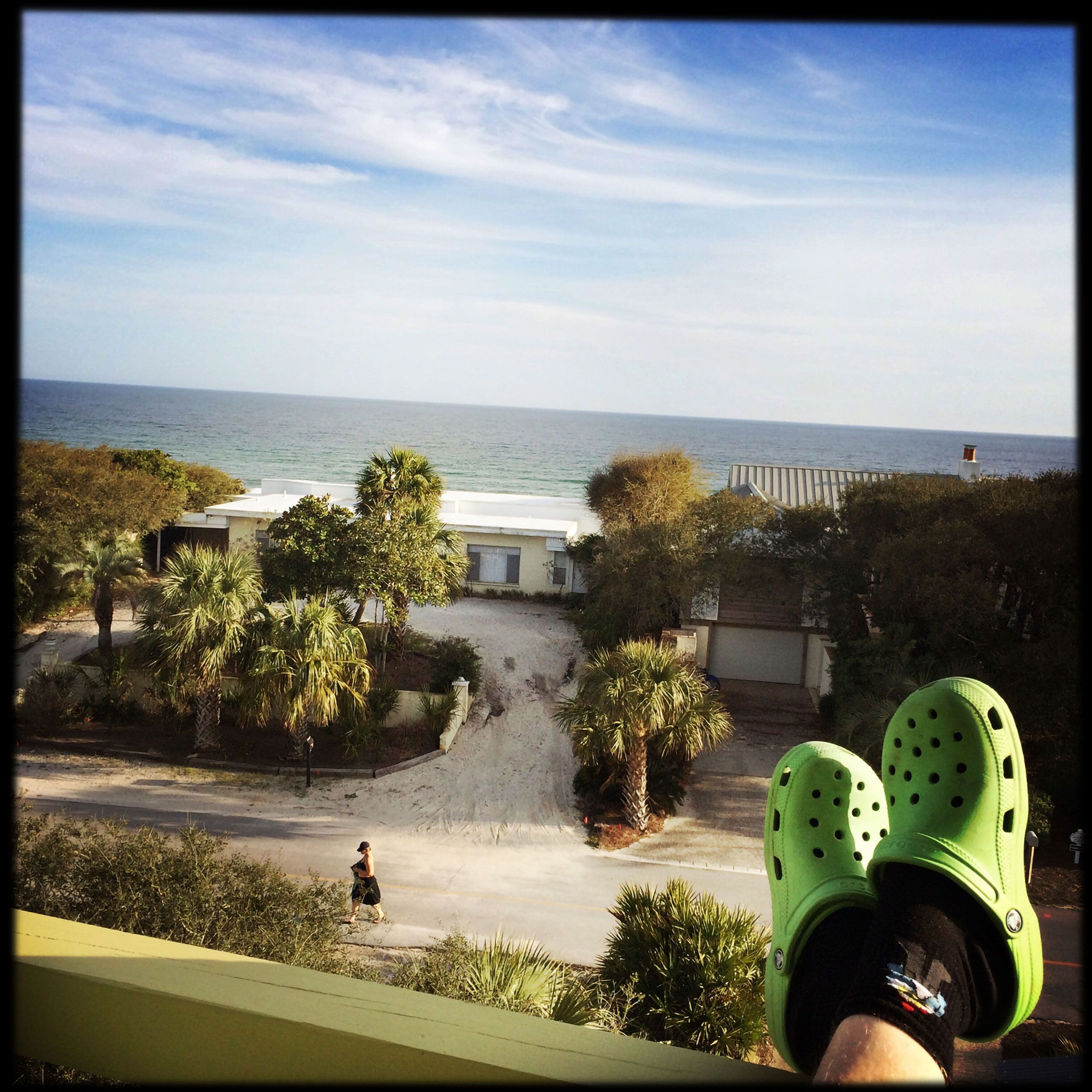 warren roos relaxing Santa Rosa Beach Florida Blue mountain beach crocks and Marvin the martian too
