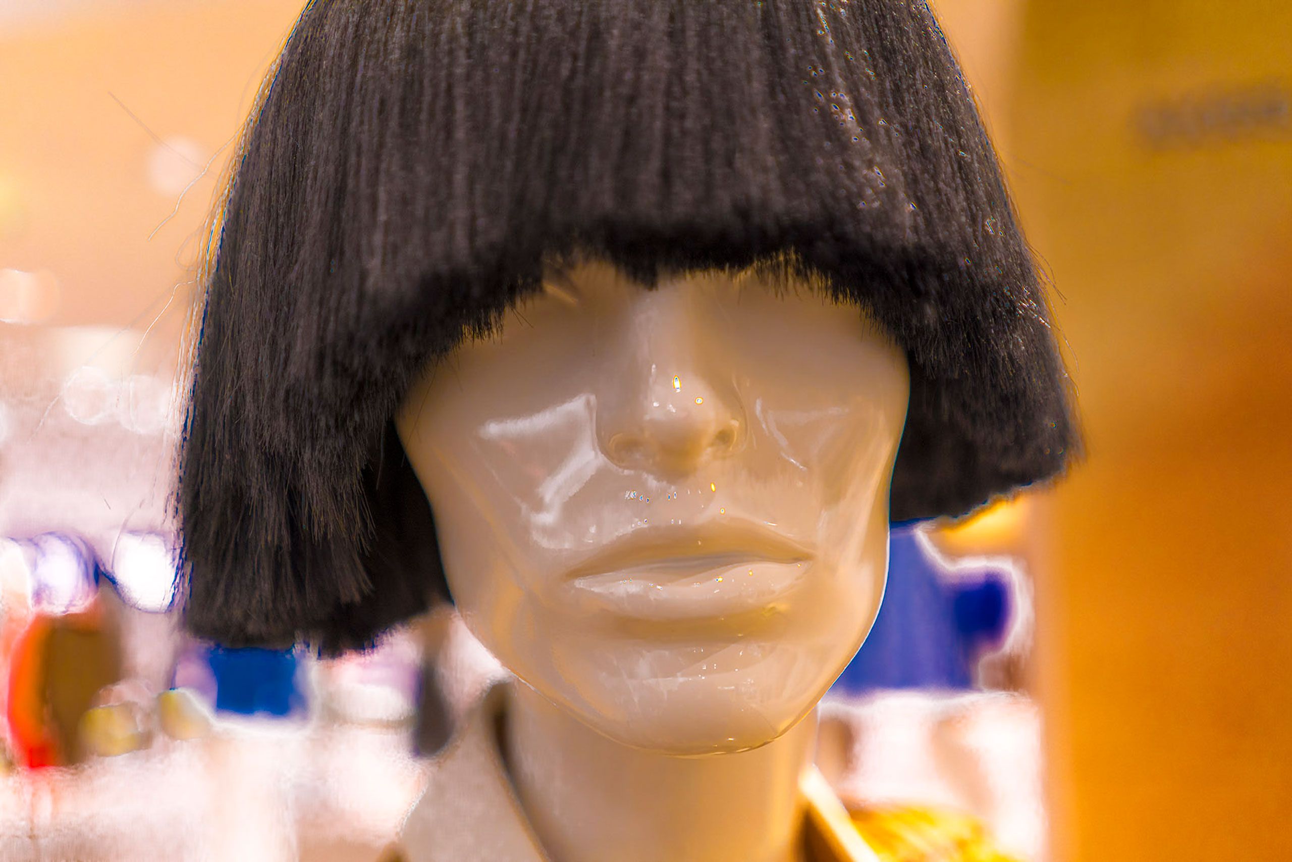 Androgynous  mannequin head with wig in San Fransicico Califorina
