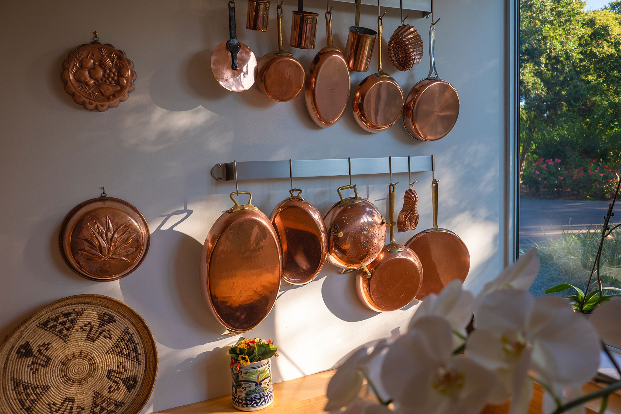Copper pots and pans collection