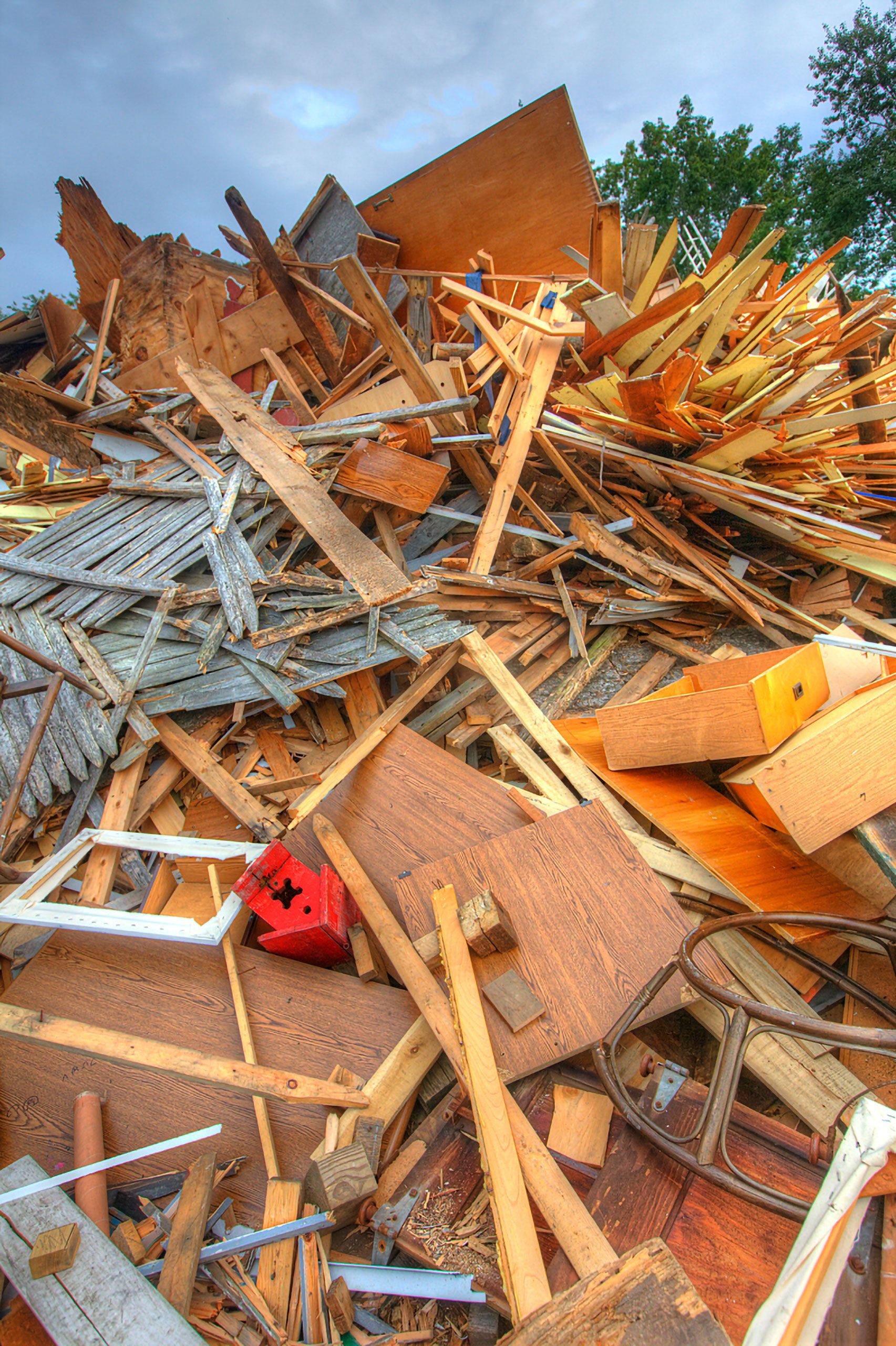 Bird house in wood pile cape Elizabeth dupmo transfers station Maine