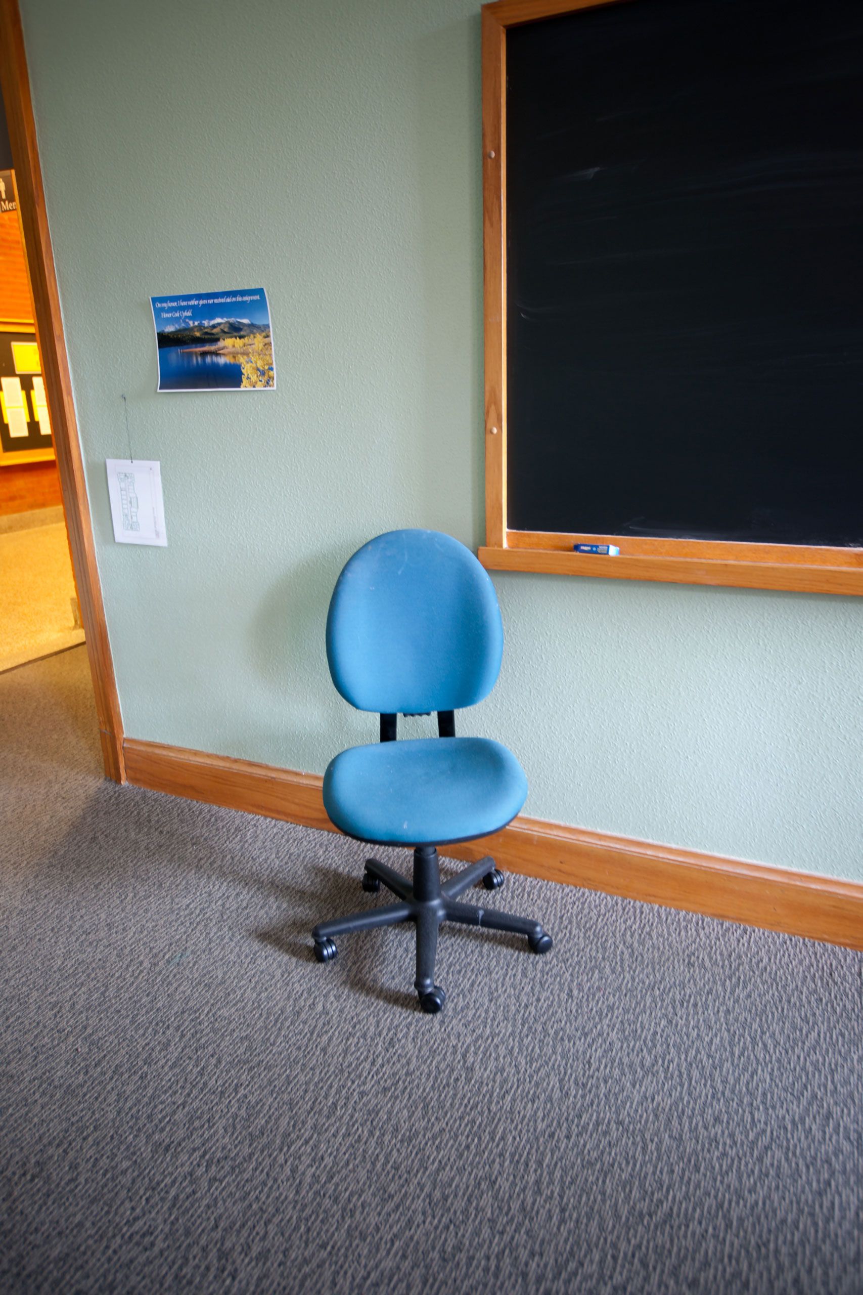 blue chair  colorado college classroom