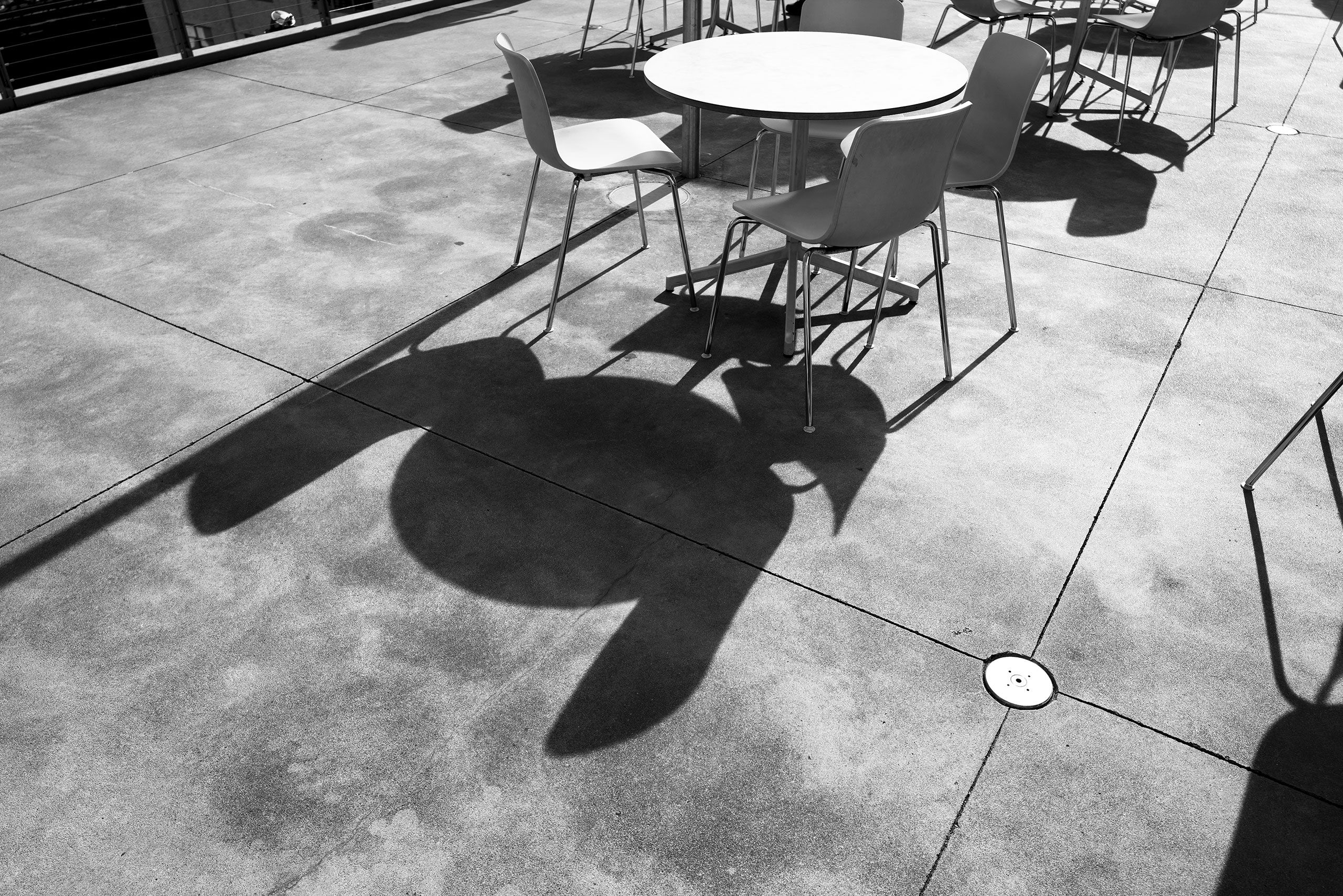tables on roof at whitney museum new  york city