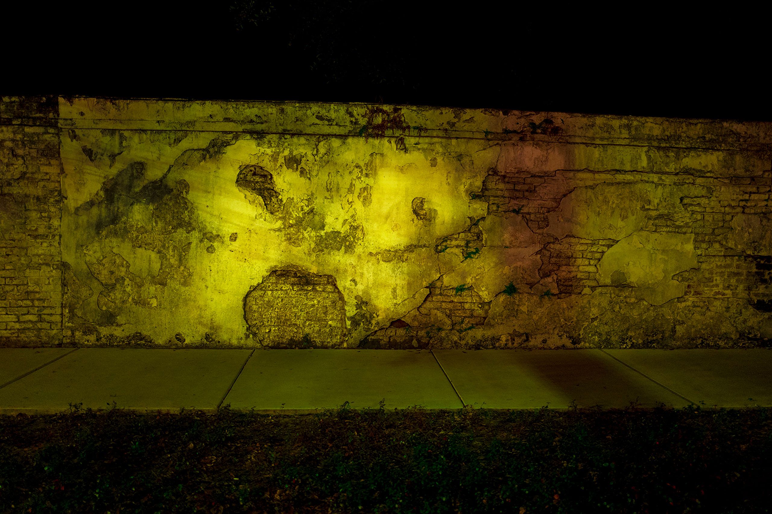 cemitray wall at night in  New Orleans 