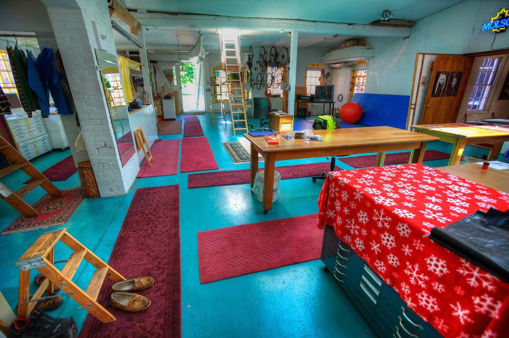 red rugs at bill Arnold ('s) work space in Northampton Massachusetts