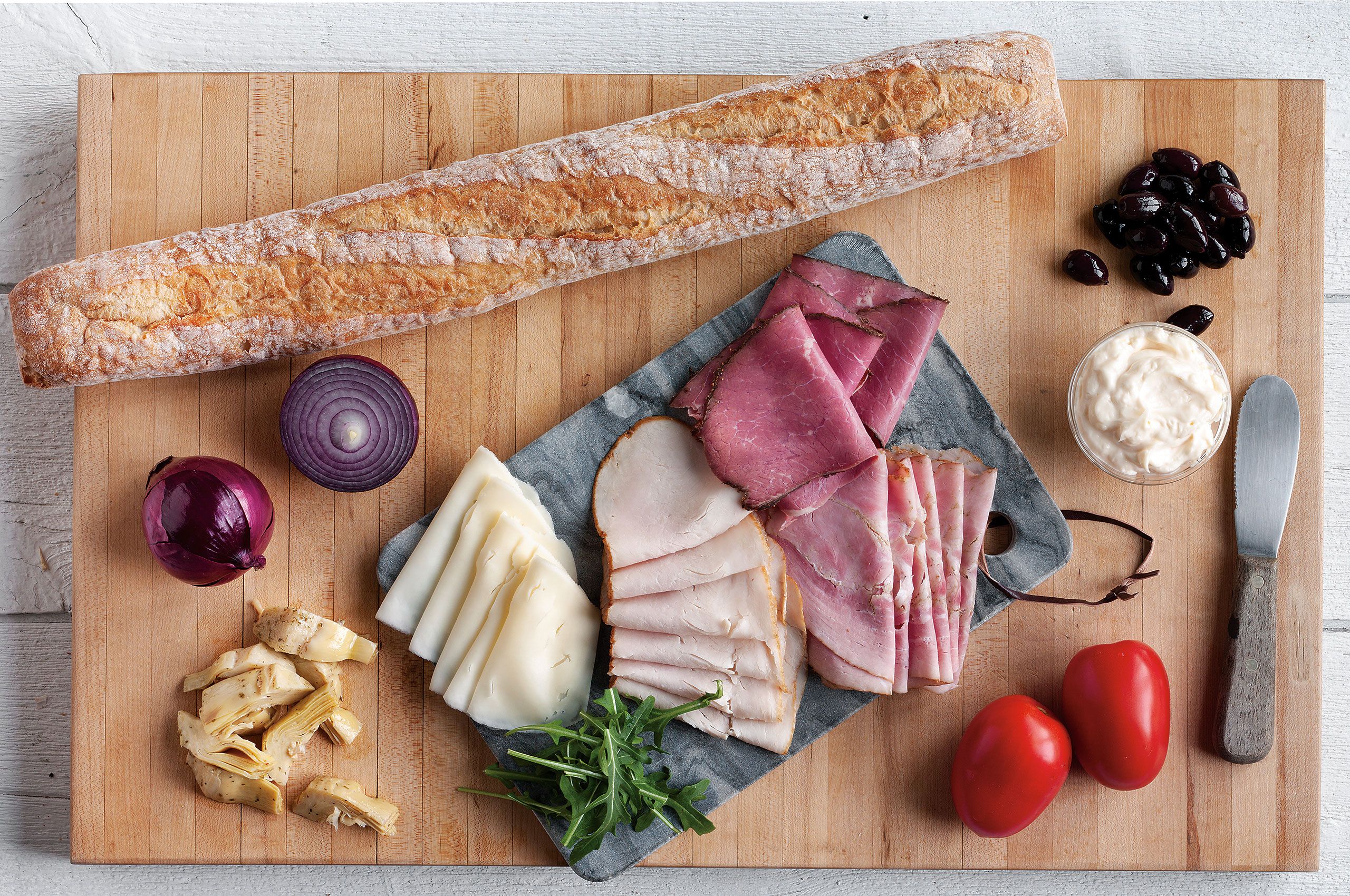  ingredients  for Muffuletta sandwich muffulettas  How to do cook it your self Studio commercial food photography photoshoot for Hannaford Bro Co