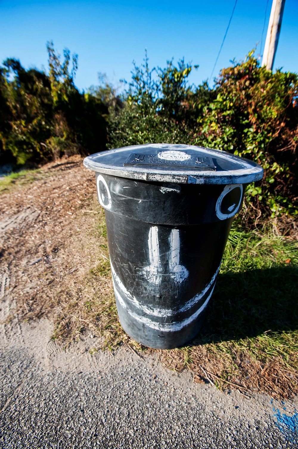 Graffiti fave on trash can in cape hatteras north carolina