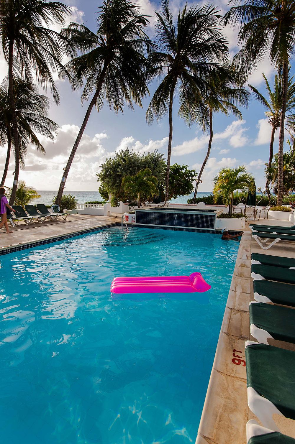 Pool with flowing raft in Barbados
