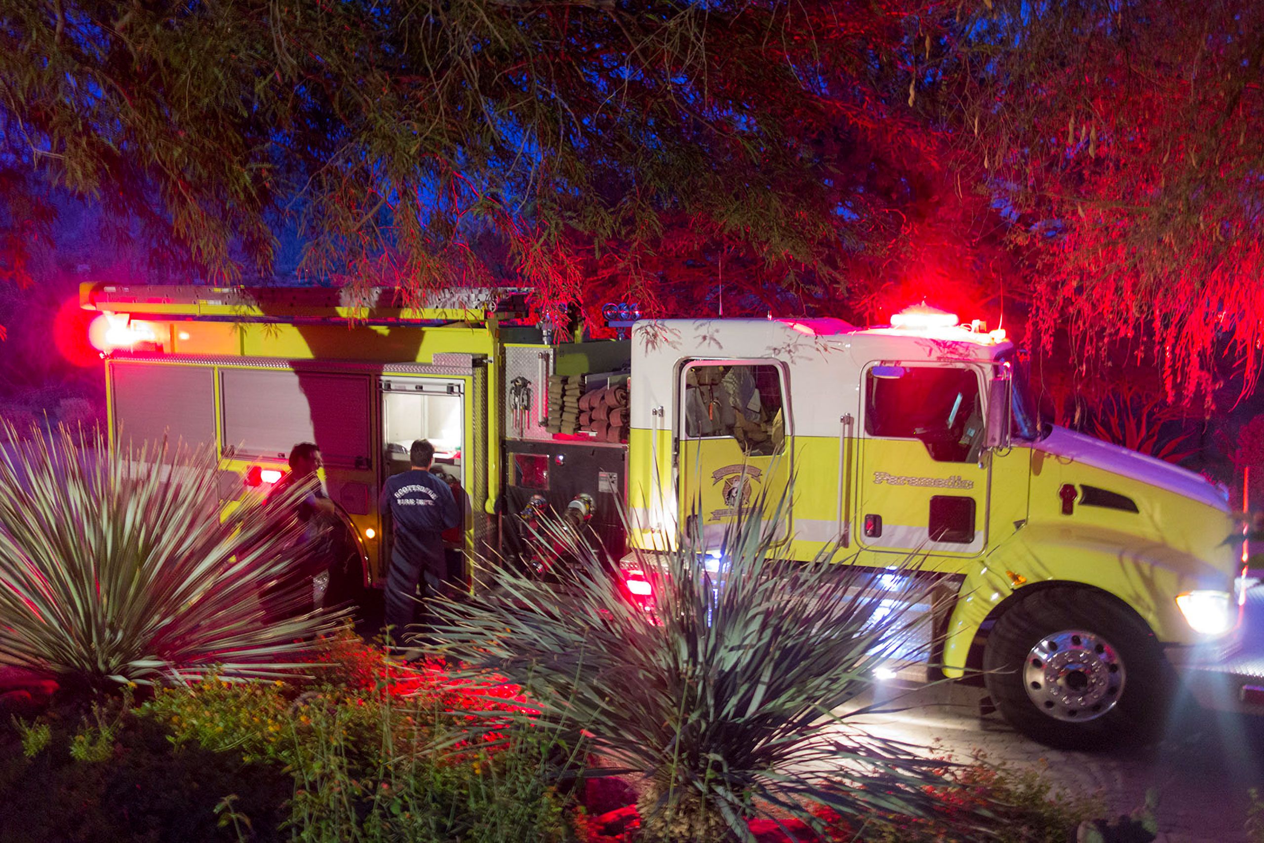EMT Firemen arrive Scottsdale Arizona MEdaical emergency