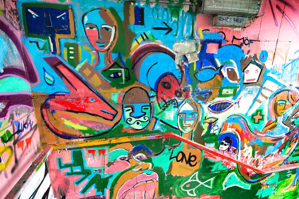 Kunsthaus Tacheles Graffiti  in stairwell Art House Tacheles  now  gone