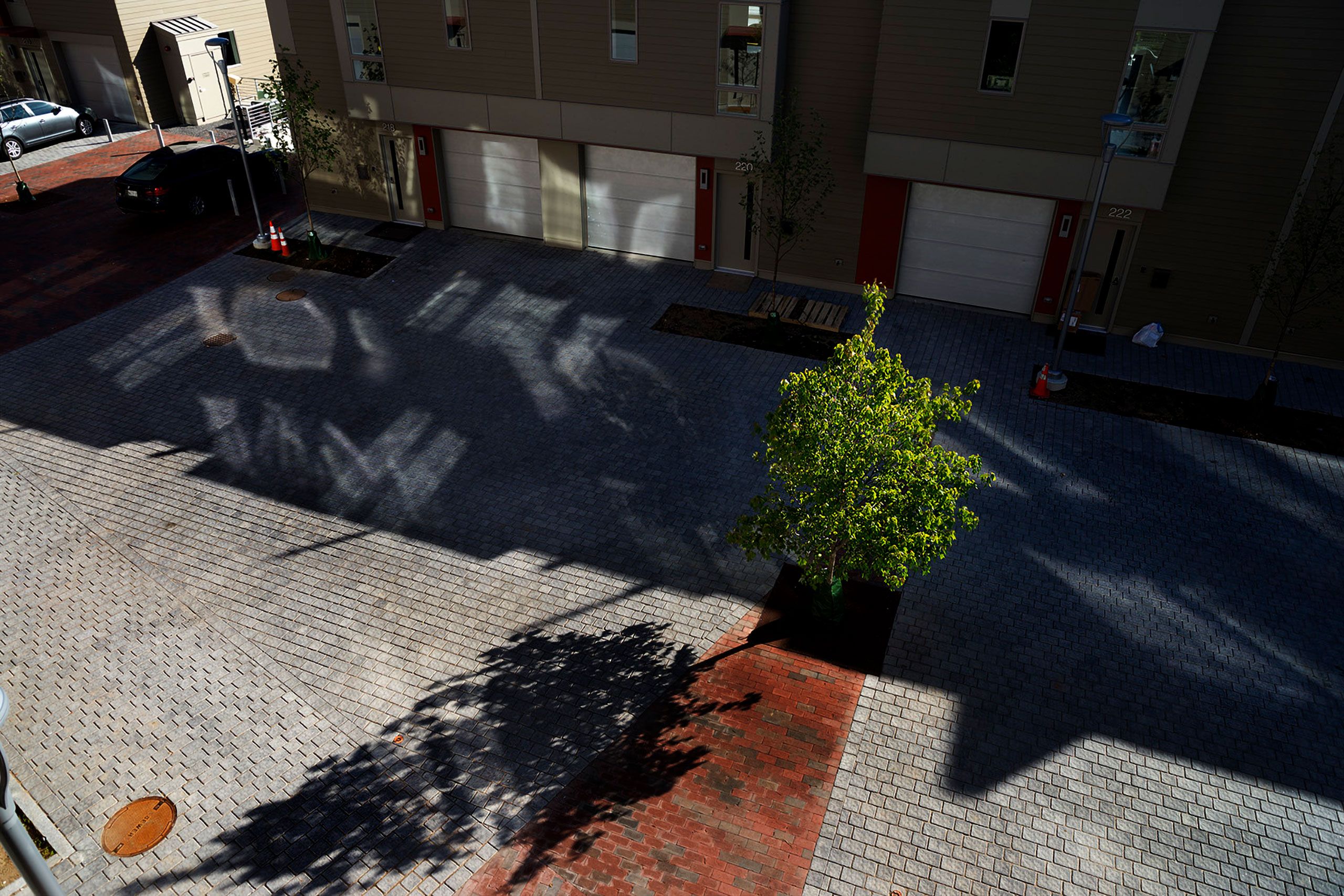 Late afternoon  light bounding off glass Munjoy Heights Portland Maine