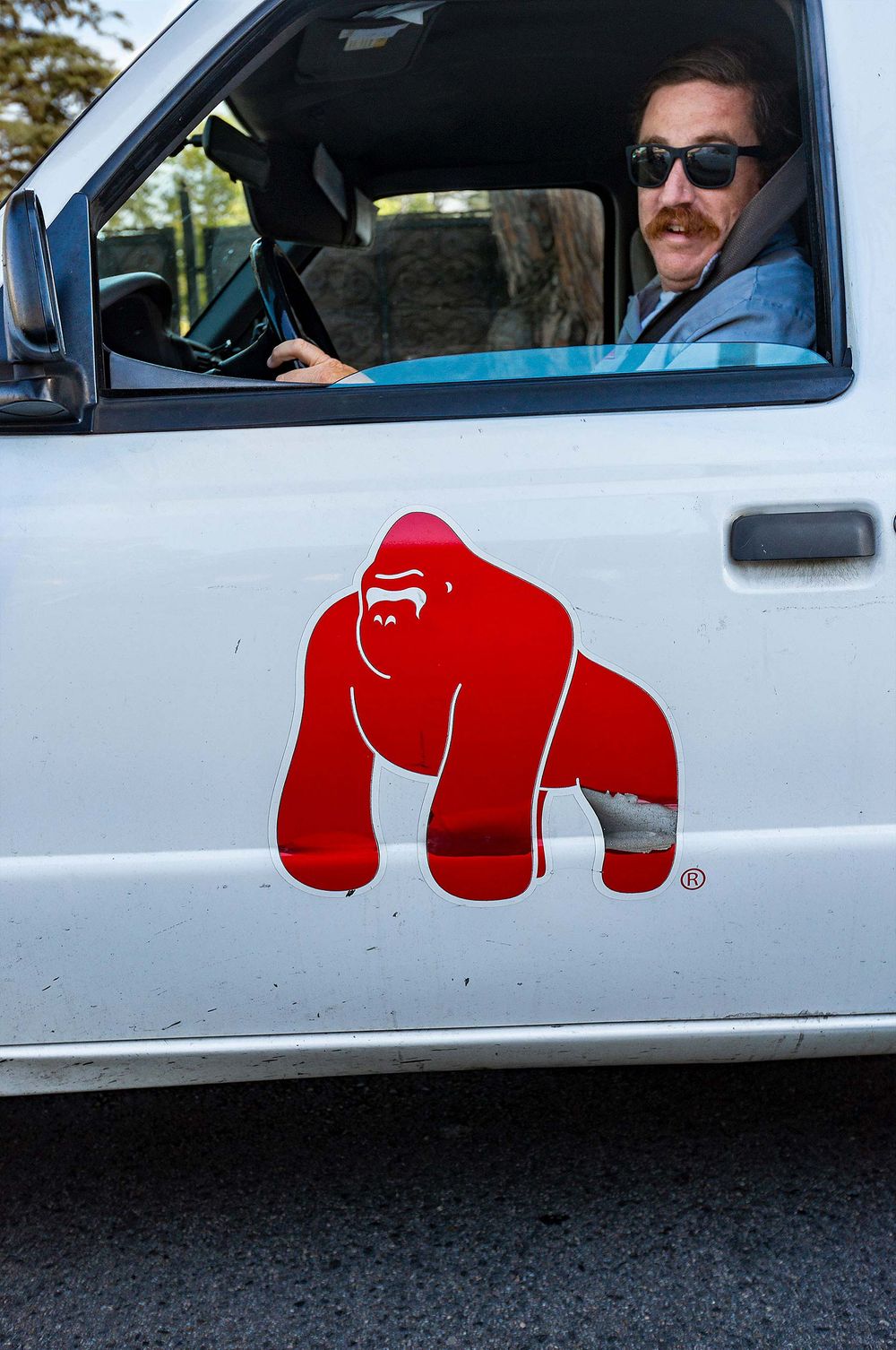 On the street in Los Angles , Man gorilla truck dude
