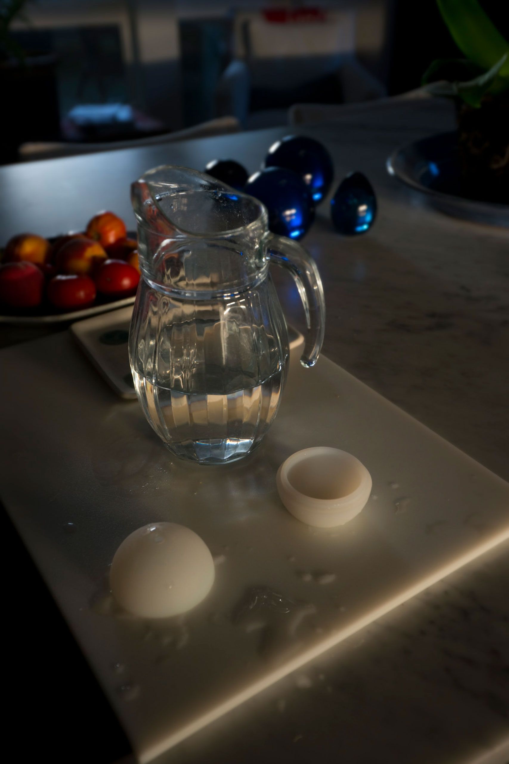 water pitcher, ice mold and blue glass balls Santa Rosa Beach Florida Blue mountain beach