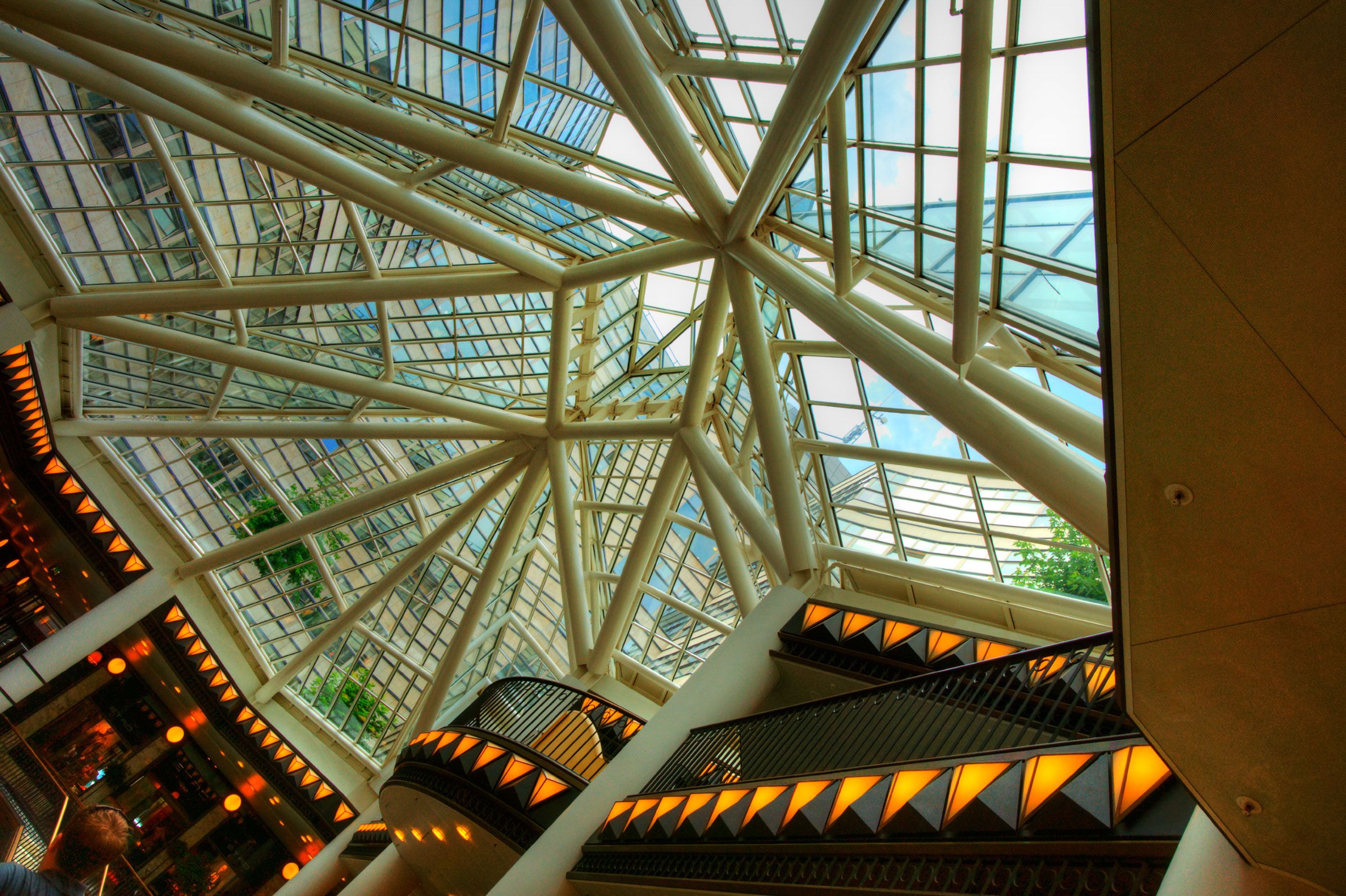 Upscale shopping mall of stores in Berlin Germany