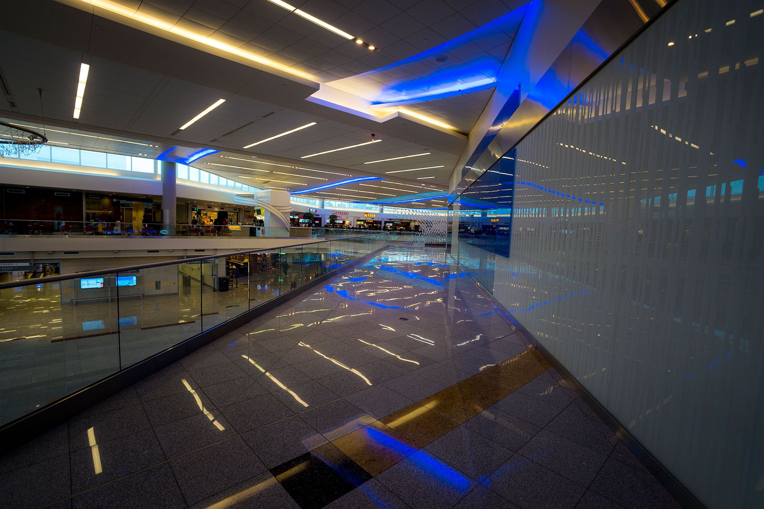 reflections in hallway in defat area harts dale Jackson airport Atlanta Georgia