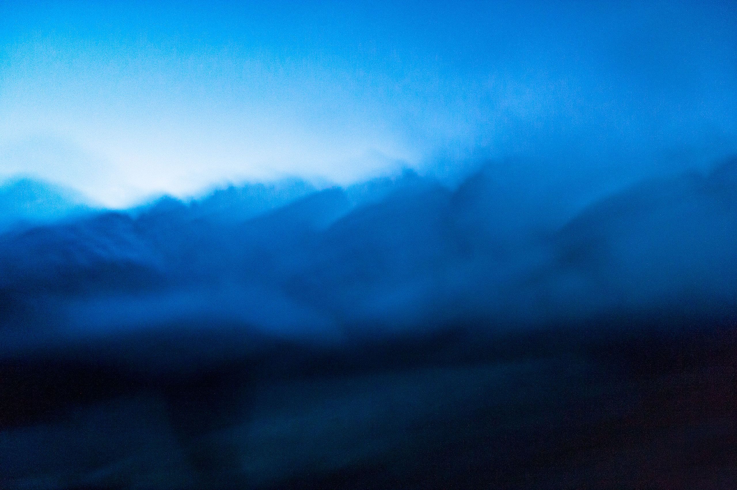 Blue mountains  Very early morning somewhere in New Zealand  abstract color photo