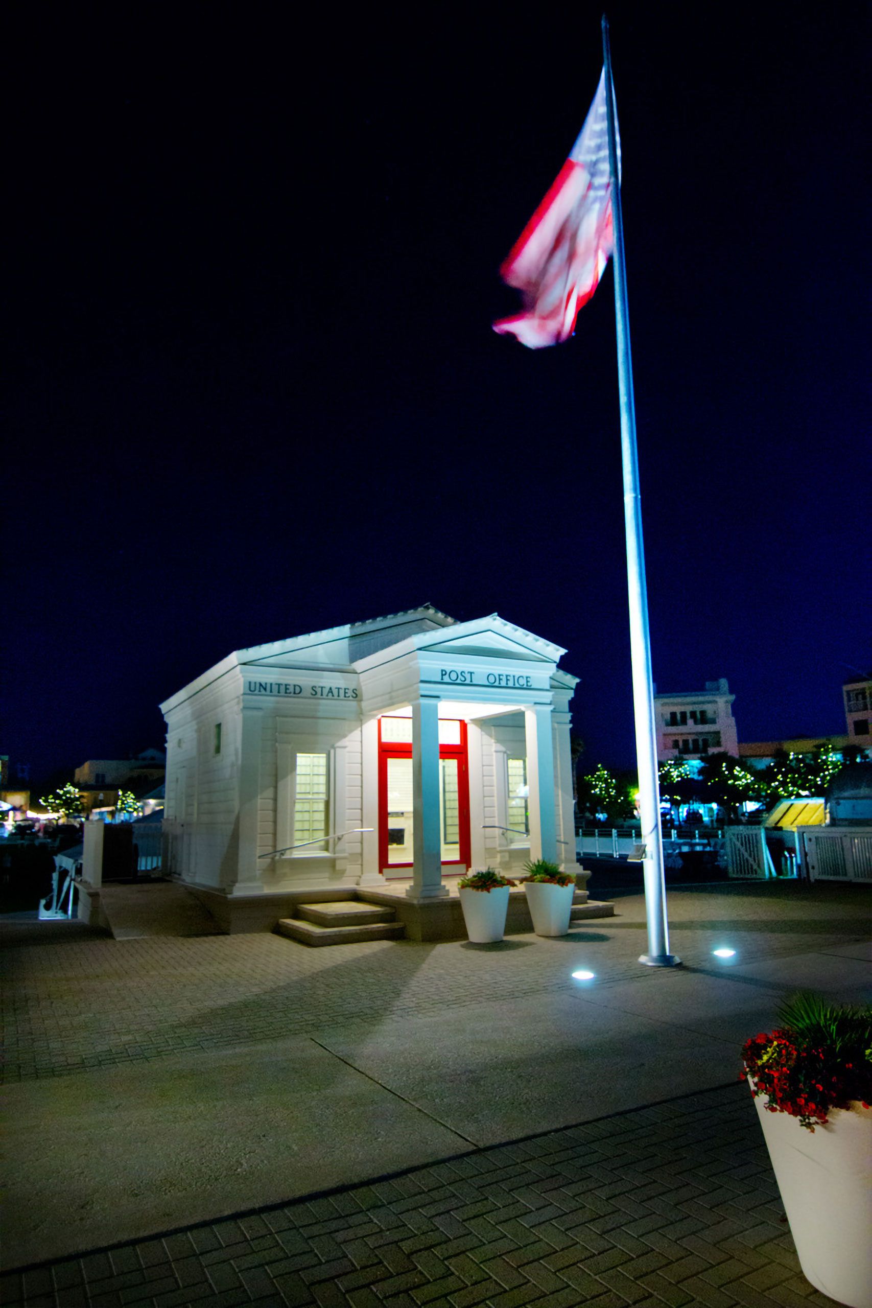 post office at night  seaside Florida 