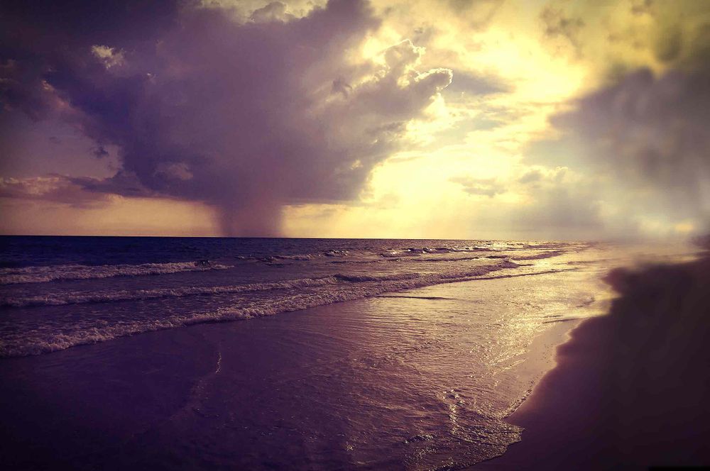 Downpour on the beach in the panhandle of flordia 