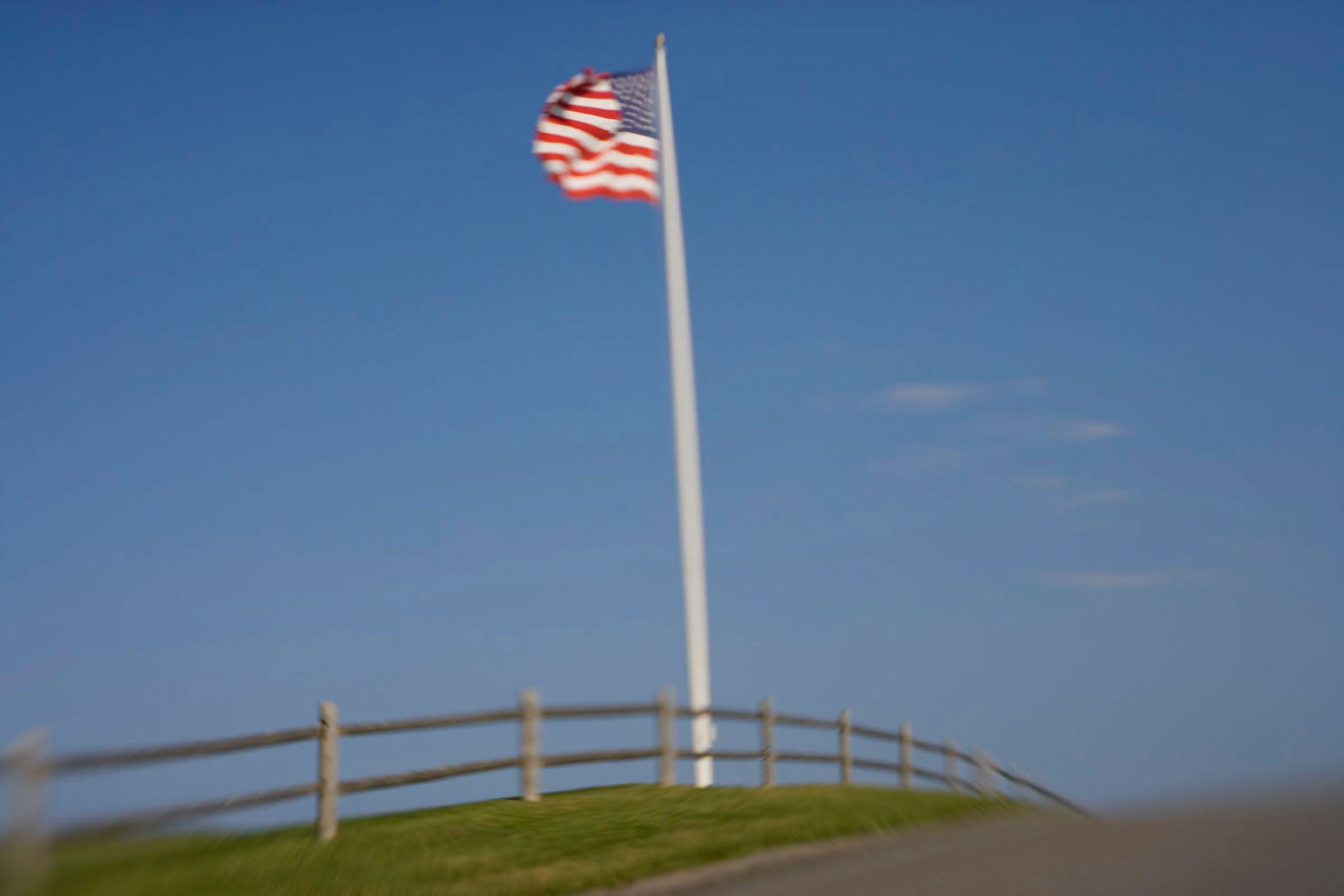 American Flag Cape Elizabeth Maine headlight Portland Head Lighthouse