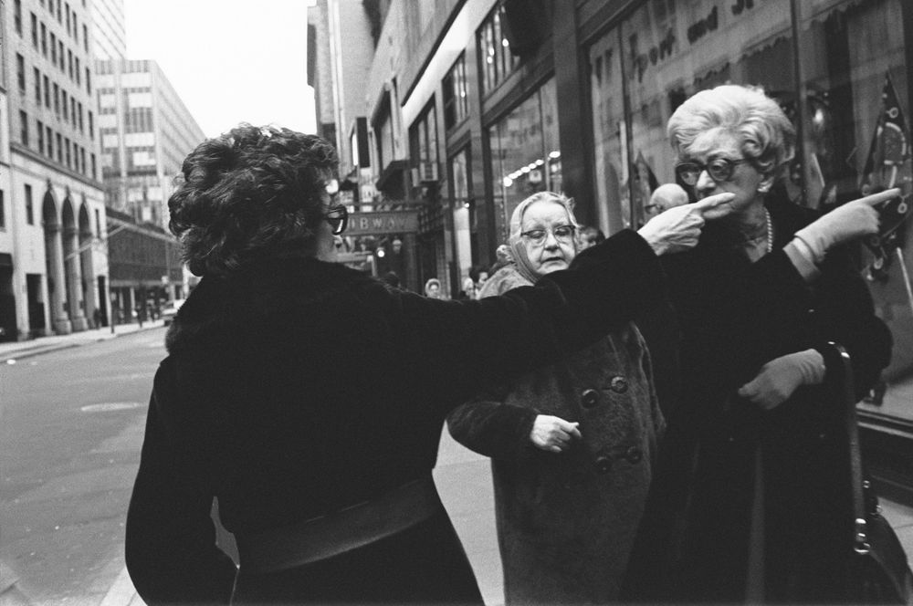 Pointing in NYC B&W street photography 1970 nineteen  seventies