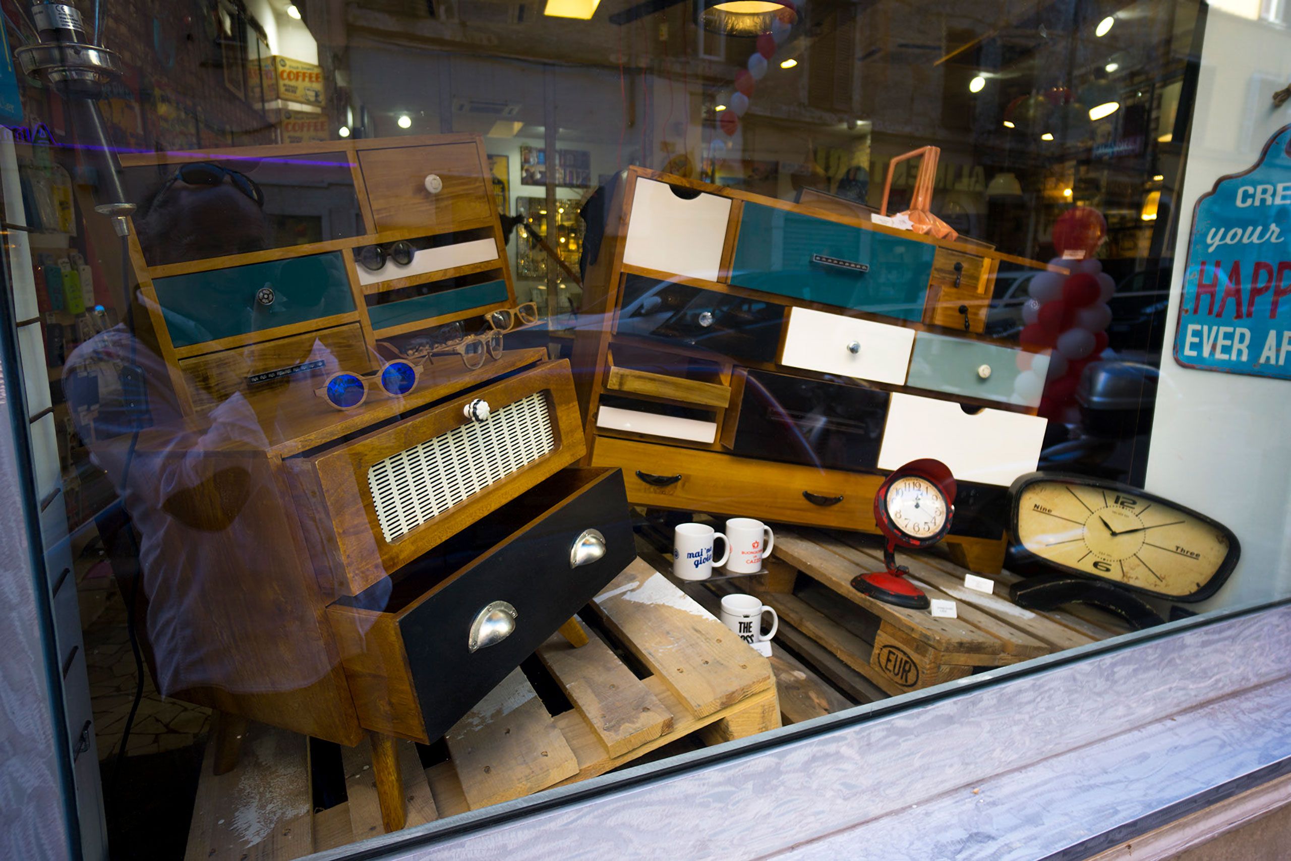 Furniture in window of a siore in Rome