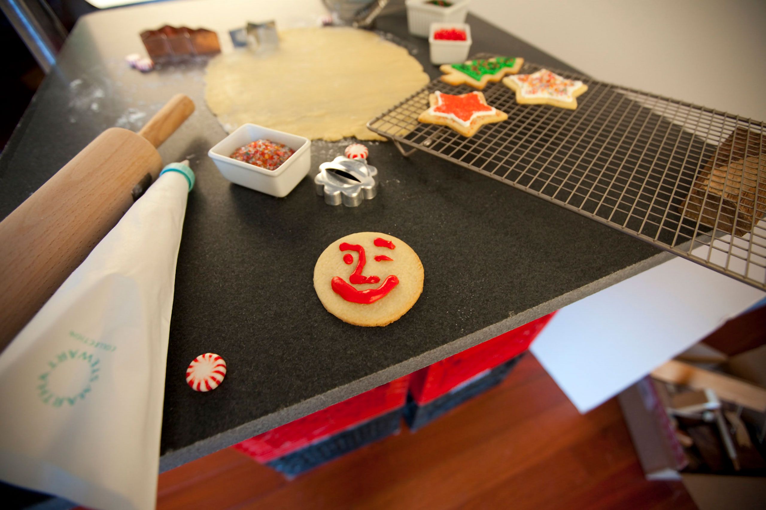 commercial studio advertising photoshoot  food Christmas cookies fooling  around on set