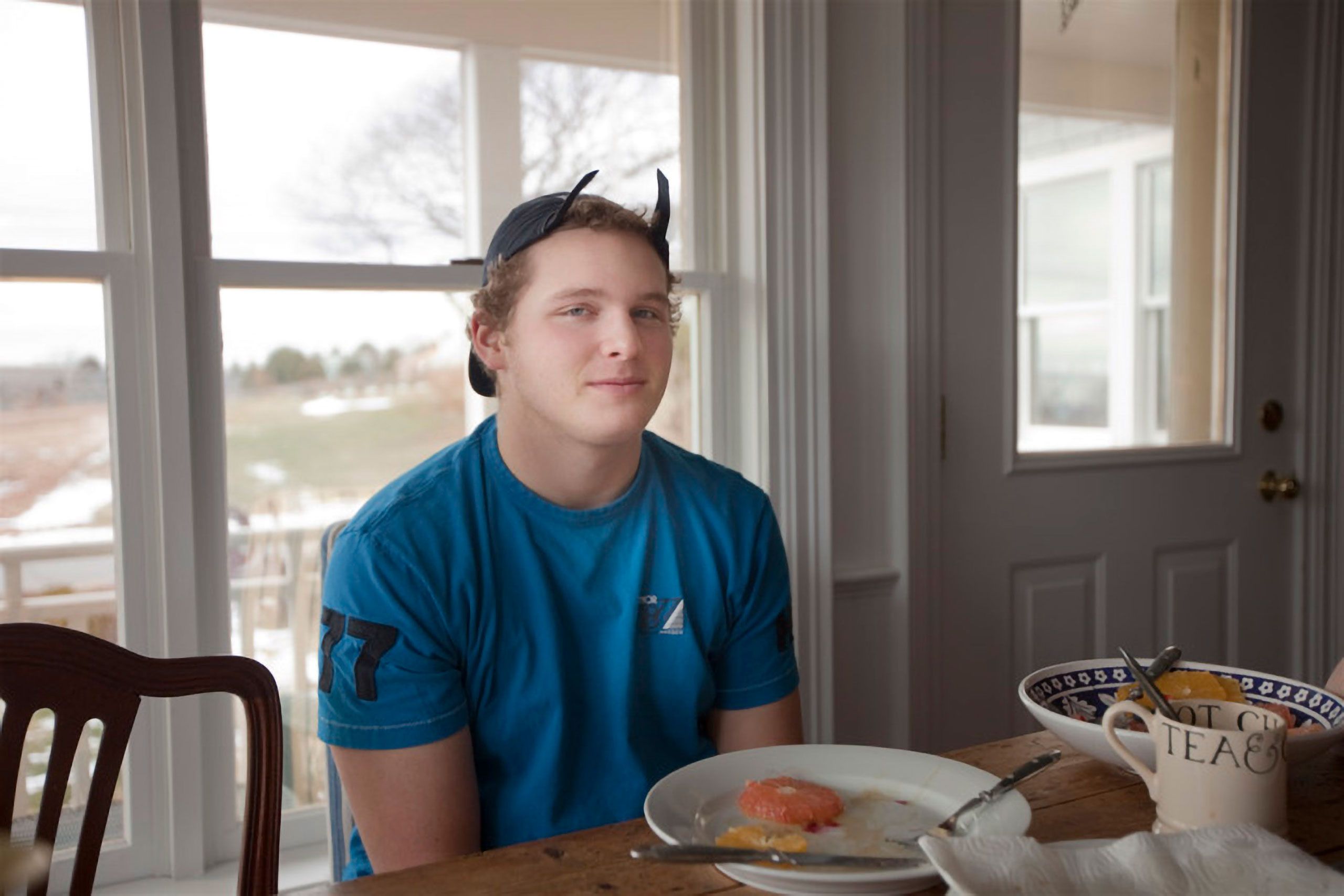 Cool teenager at breakfast Cape Elizabeth Maine  Jack roos