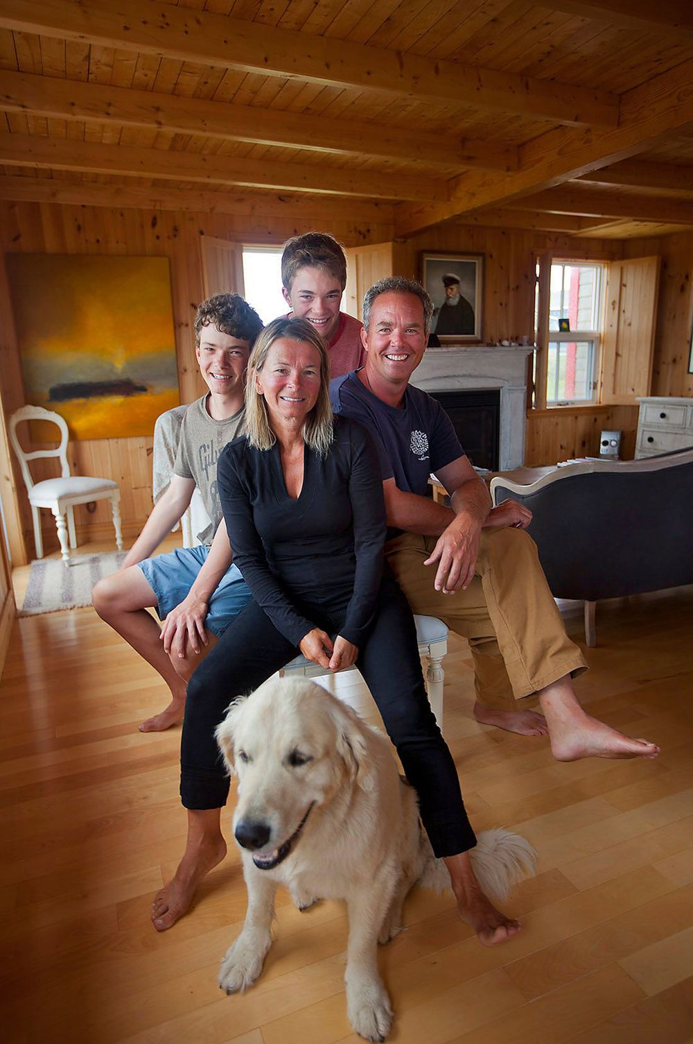 Claude Prevost Bonnie Major sons family portrait dog