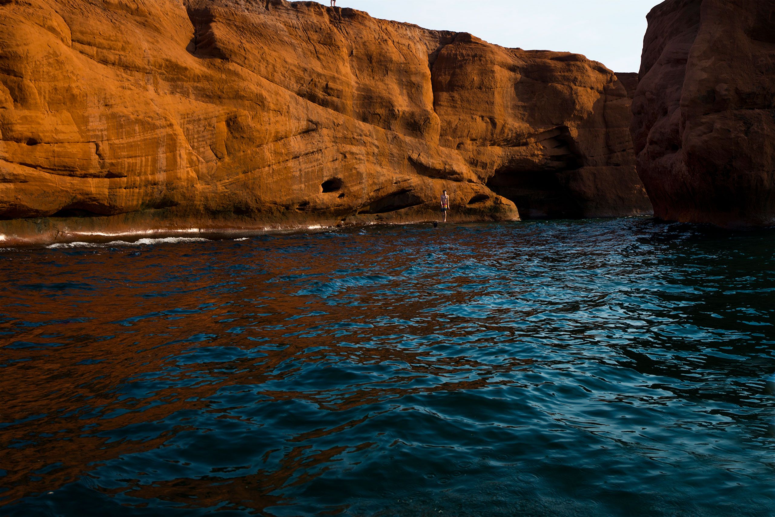 cliff diving   Magdalen Islands Îles de la Madeleine Quebec Canada 
