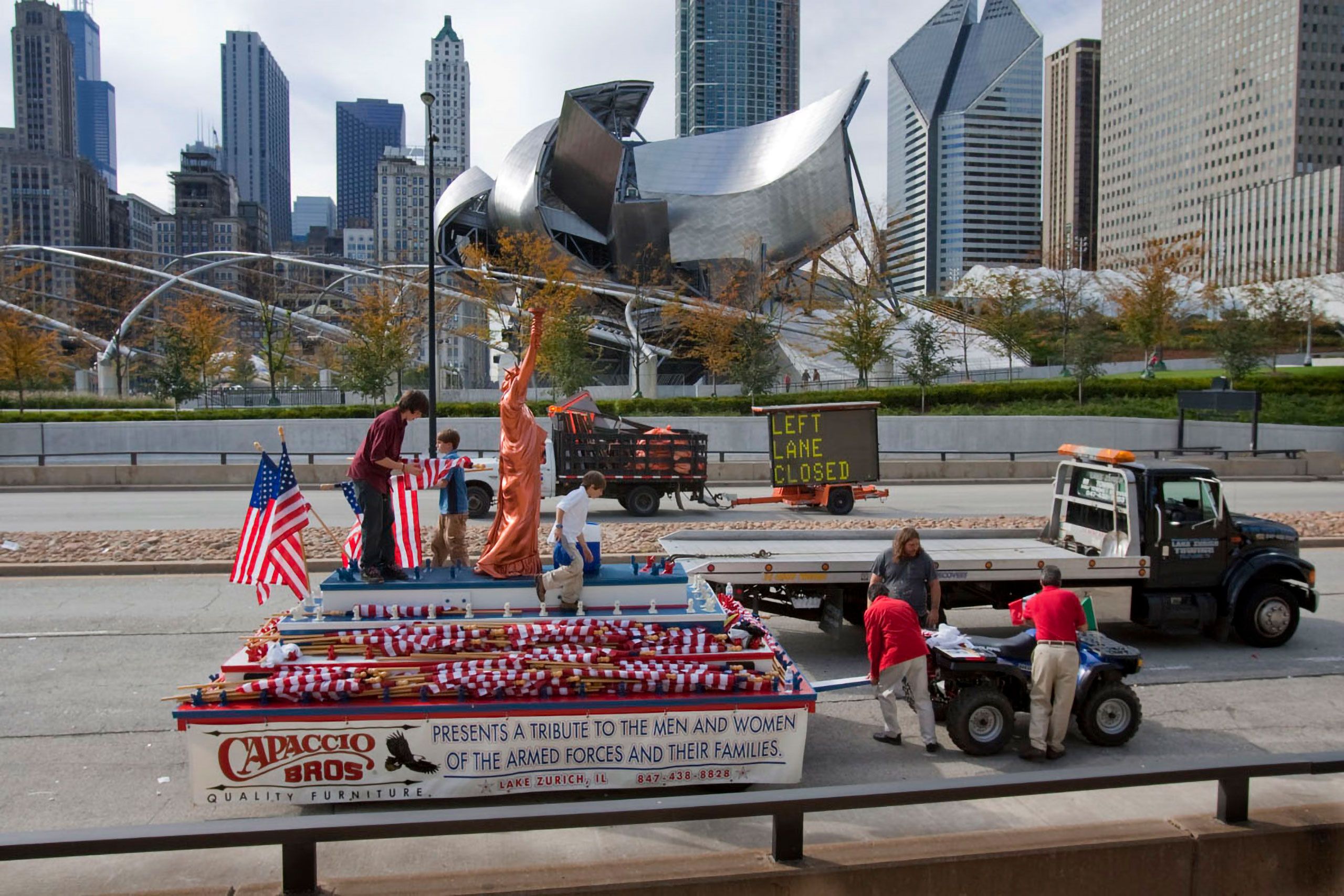 fourth of july parade float aftermath in Chicago 