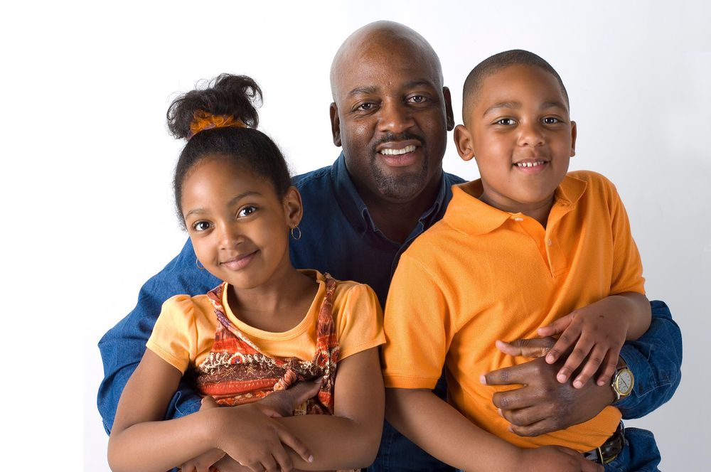 Dad and Kids for Hannaford Brothers Company stock photo library 