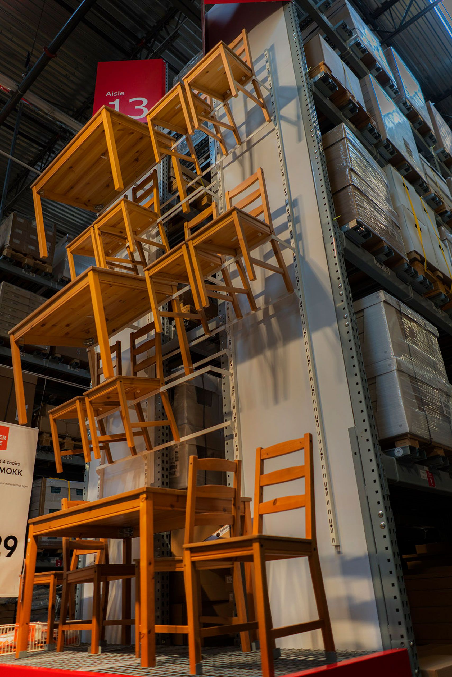 chair display Ikea  on wall Sacramento California 