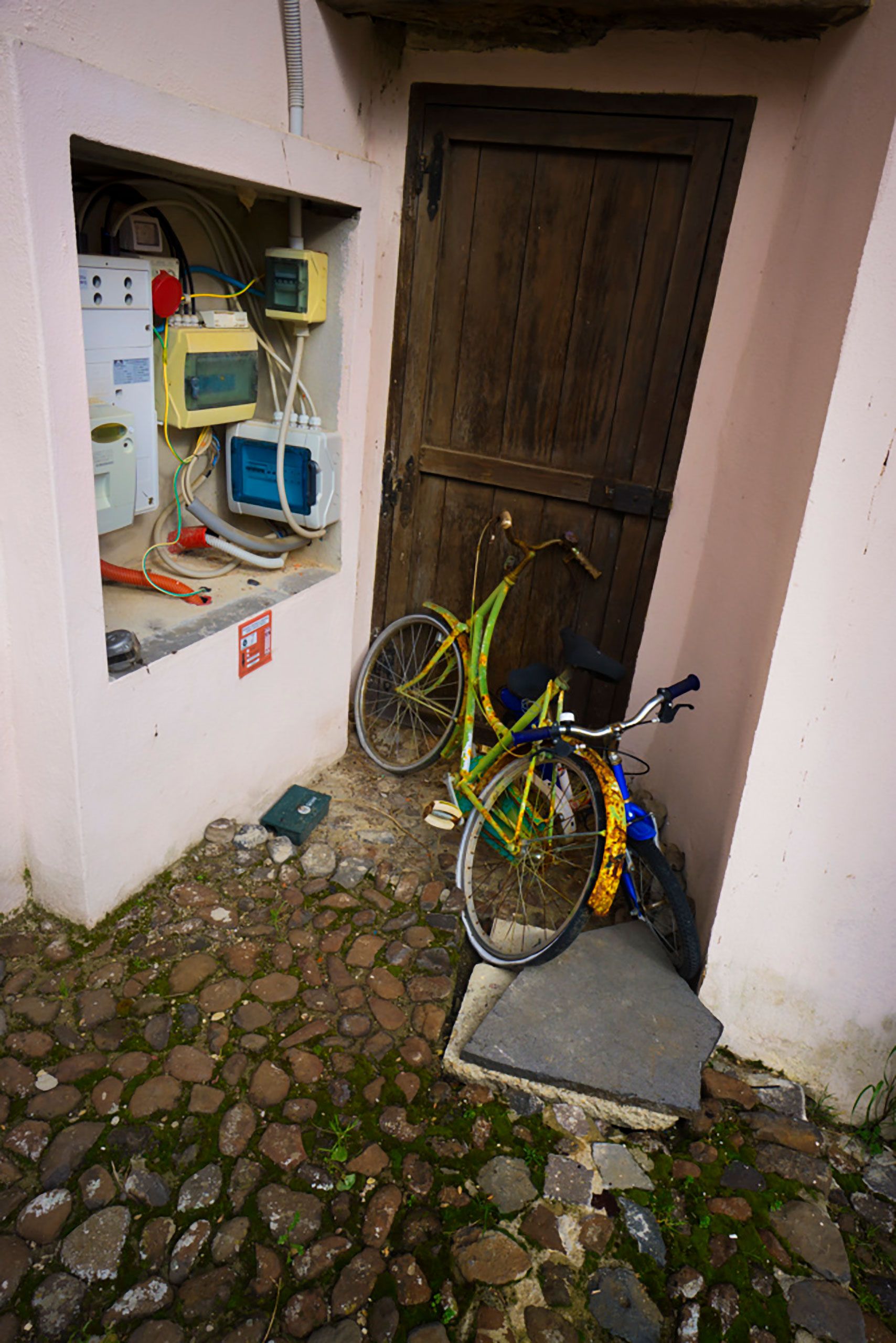 electrical panel and bicycle in  Sardinia Italy 