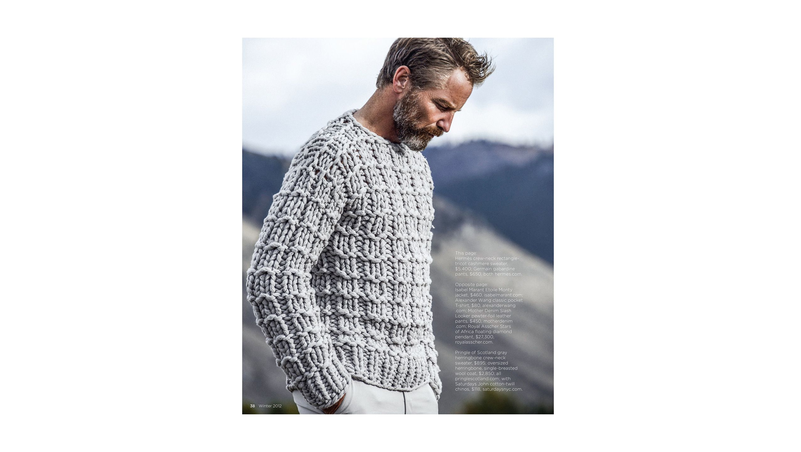 male model wearing hermes knitted sweater photographed by la fashion photographer nicolaas de bruin on location in wyoming
