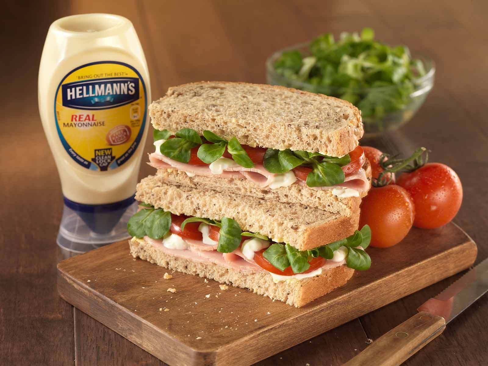 Ham & Salad Sandwich with Hellmann's Mayonnaise.