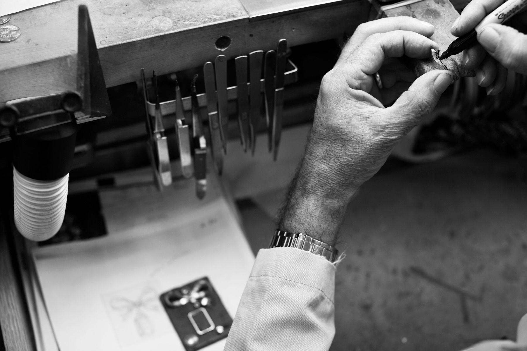 Over the past 7 or 8 years I have worked extensively with Tiffany & Co. in New York photographing the designers and makers of their jewelry. This is a small selection of some of the work, photographed at their workshops in Manhattan.