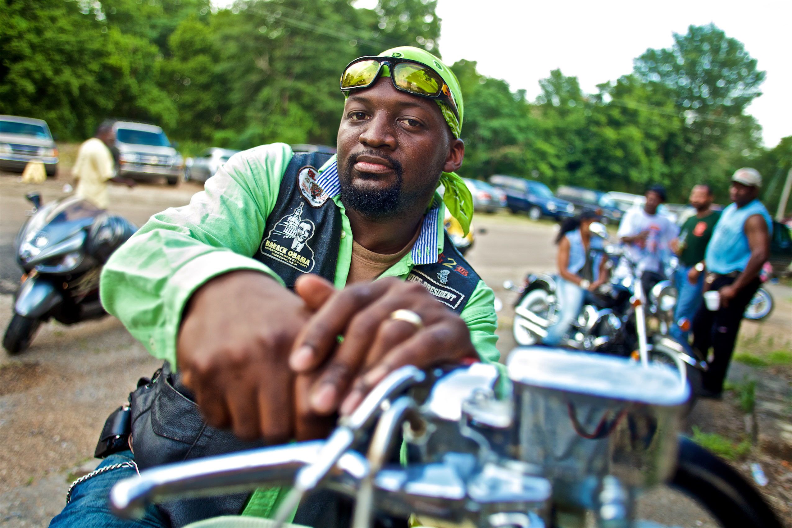 Motorcycle Rider in Green