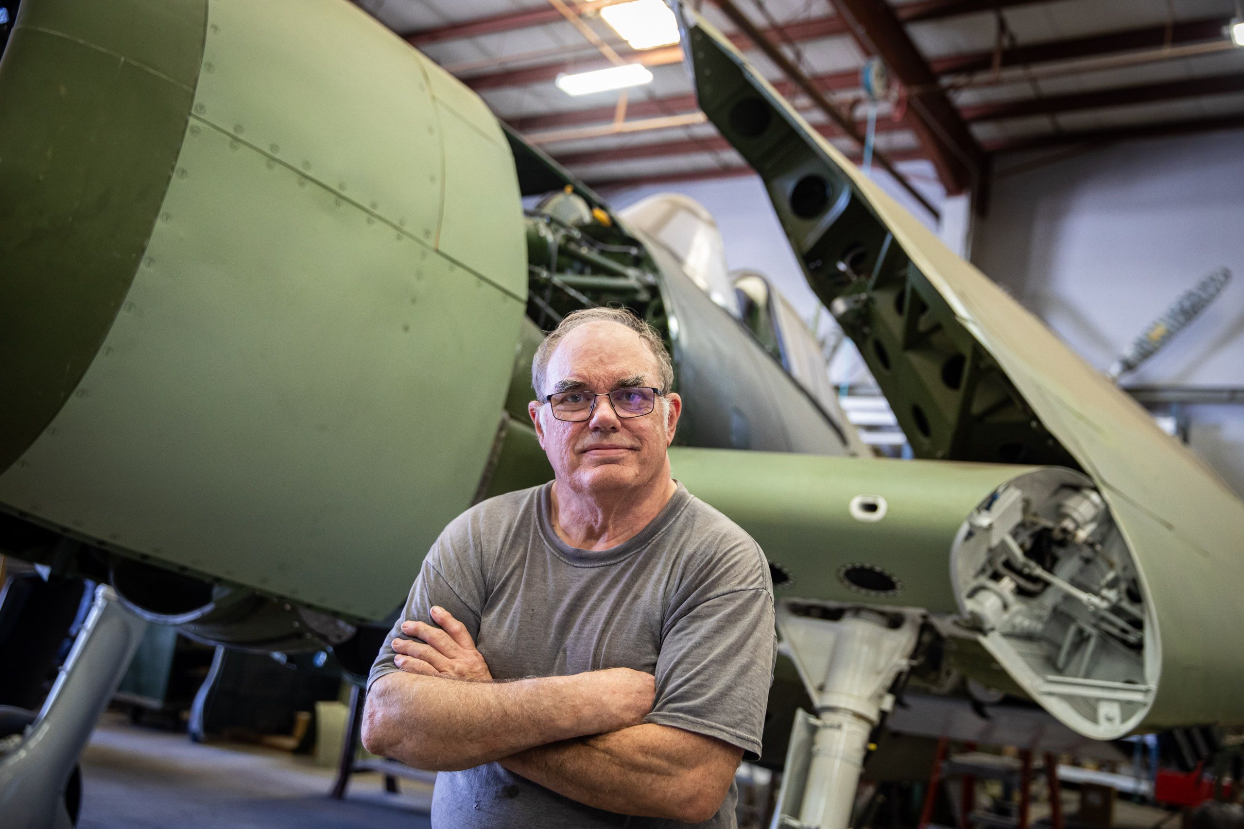 Man with Vintage Aircraft