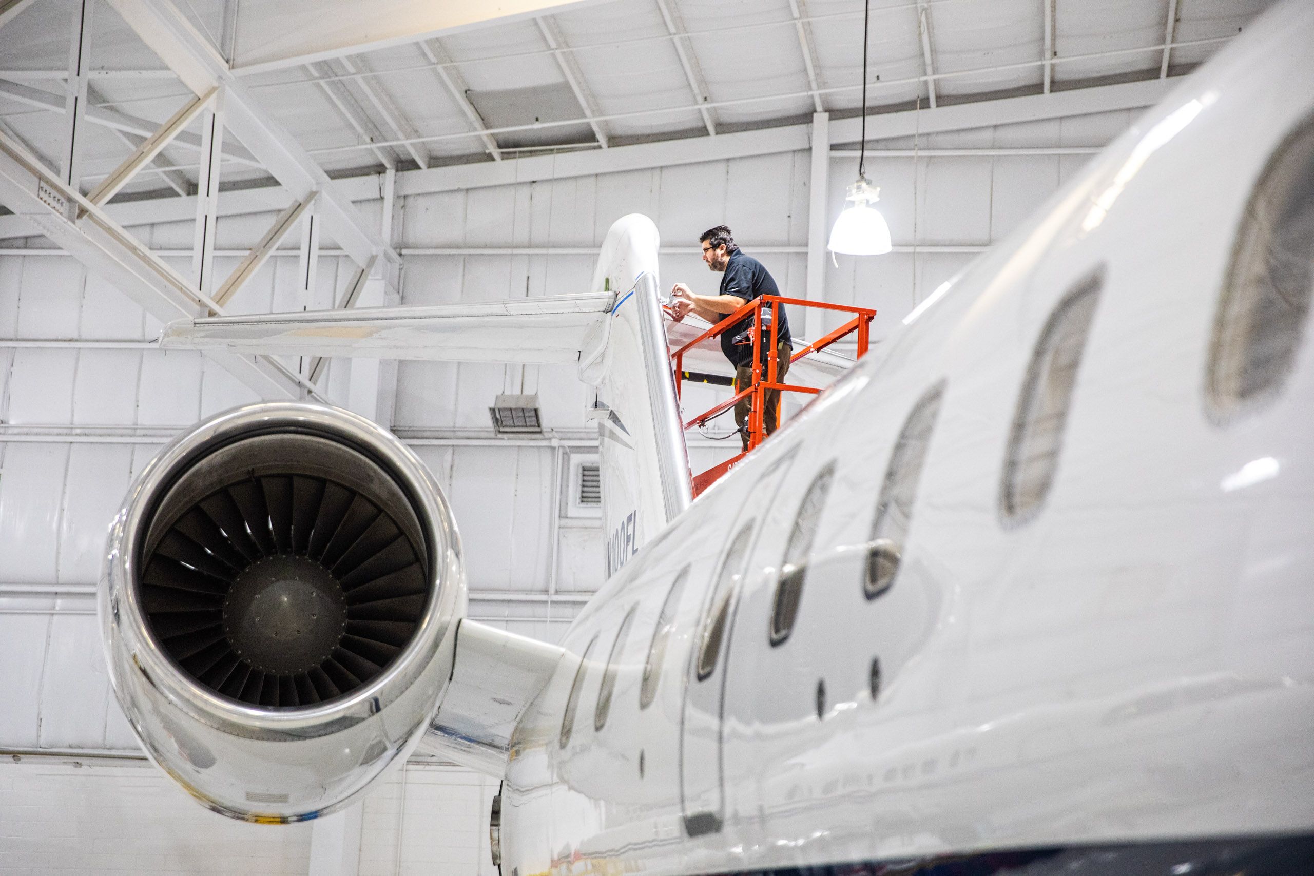 Man Working on Private Jet