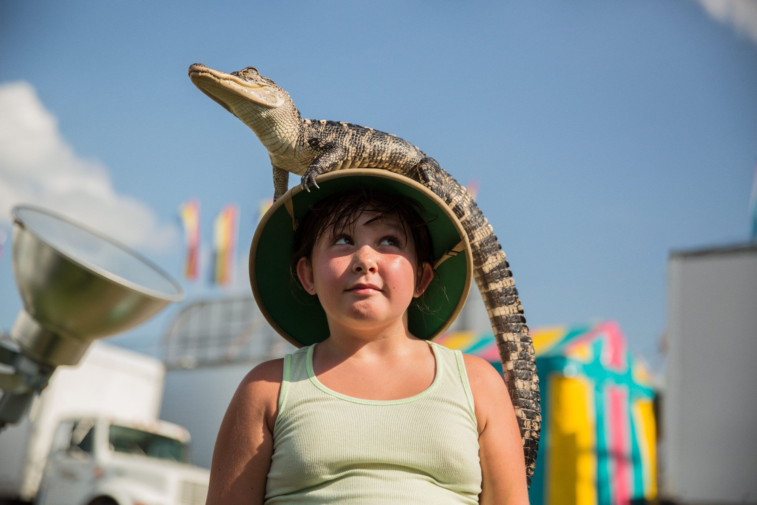 Girl With Alligator On Her Head
