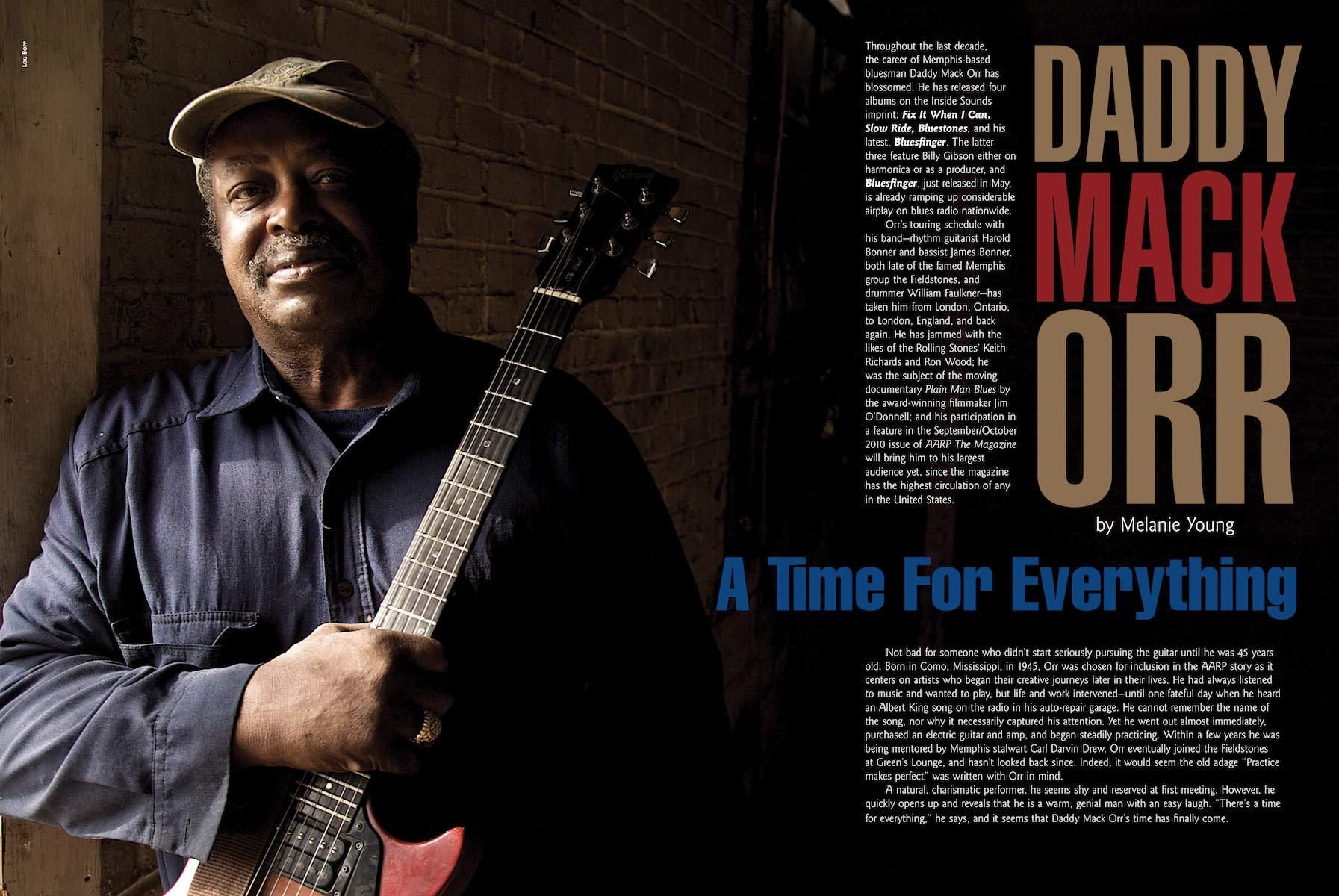 Mississippi bluesman Daddy Orr Mack Double Page Spread Magazine Feature