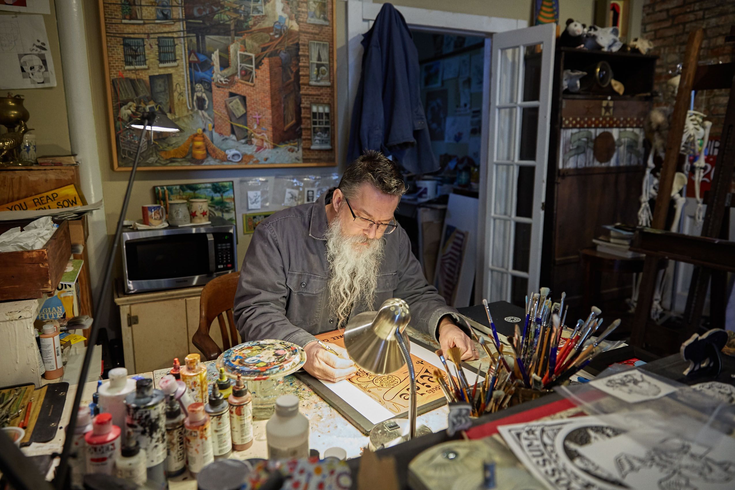 Man Sketching in Studio