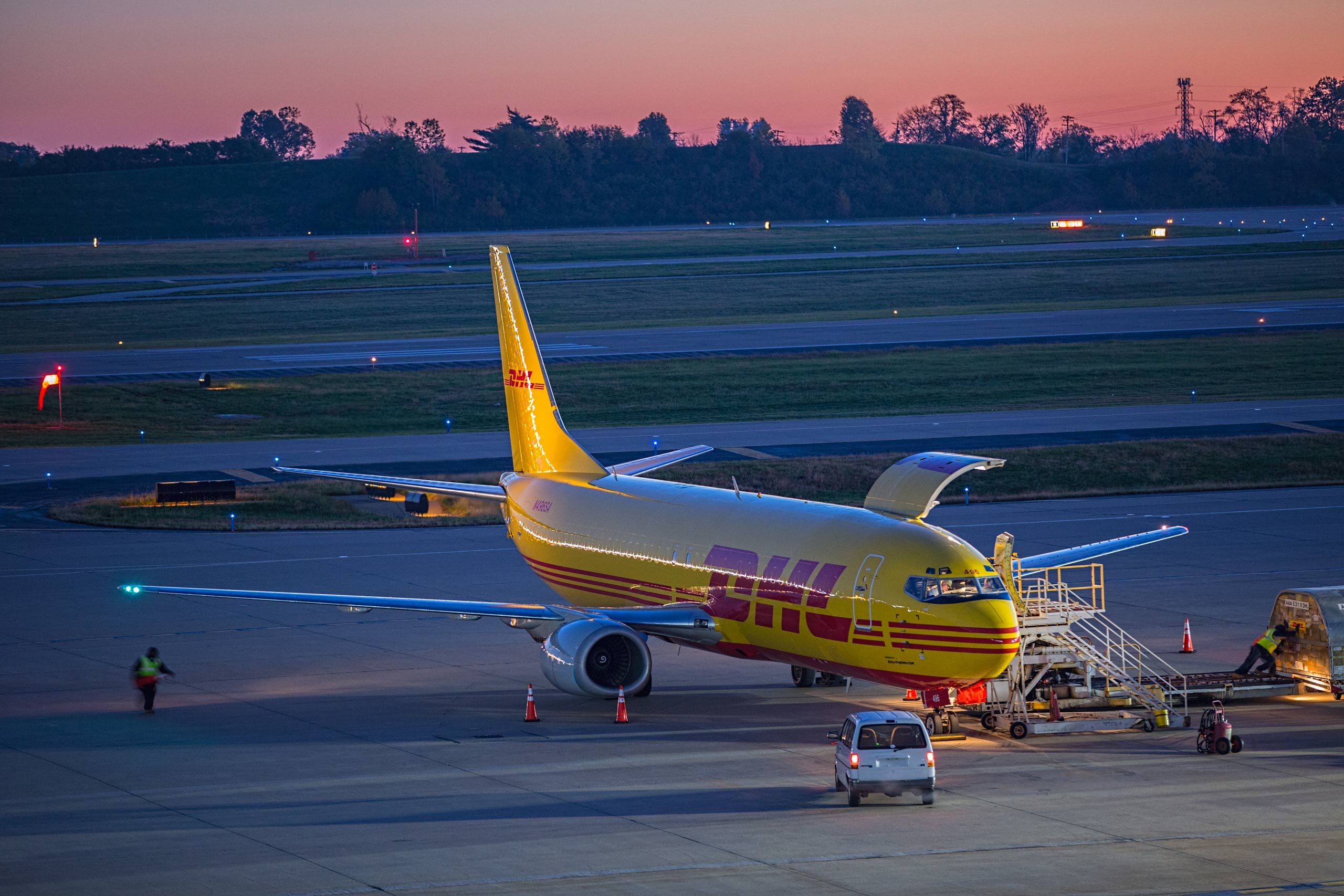 DHL Plane Being Off loaded at Sunrise