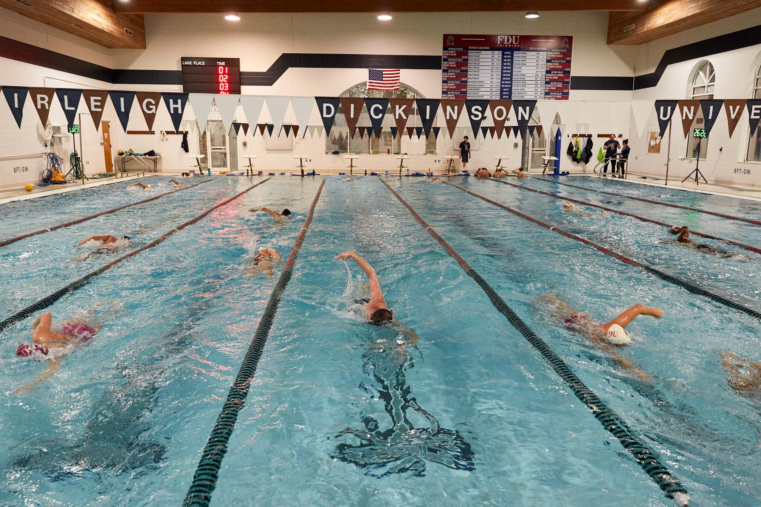 Swimmers Practicing Laps
