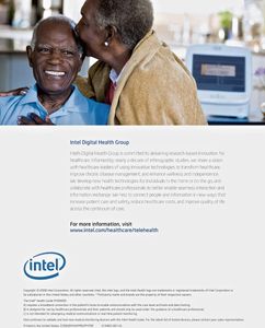 An advertisement shot for Intel Digital Health Group, featuring a senior citizen married couple smiling. The wife is kissing the husband on top of his head and the Intel technology is in the background. location commercial photographer advertising photographer. Agency, FutureBrand, New York City. Intel Health Ad
