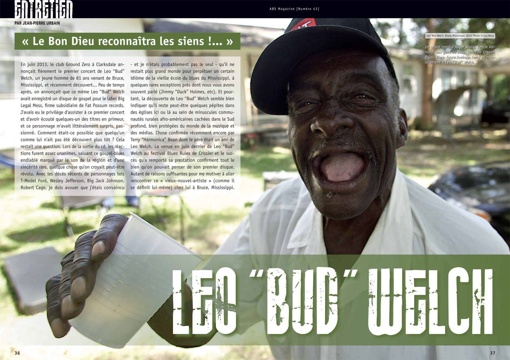 Bluesman Leo "Bud" Welch Magazine Double Page Spread