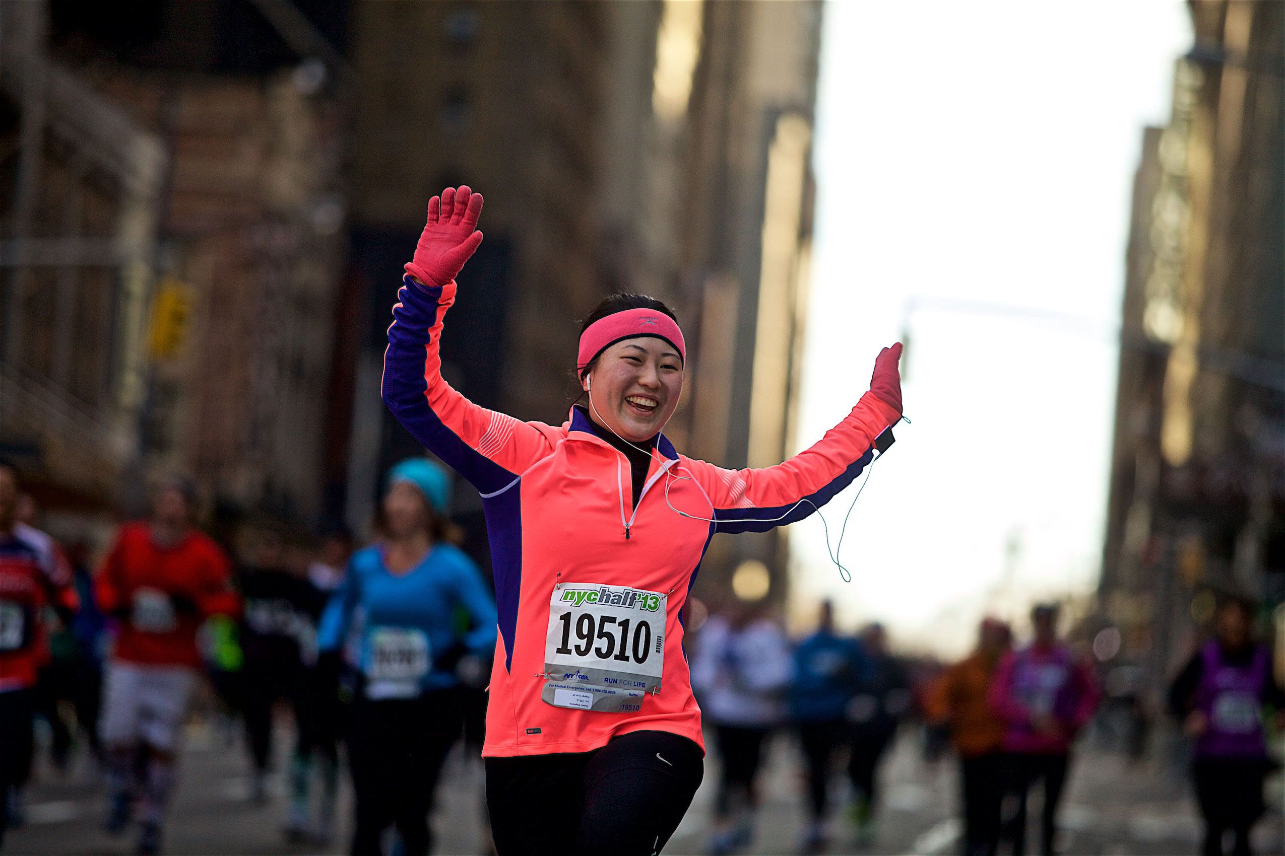 Happy Woman Running  a Race