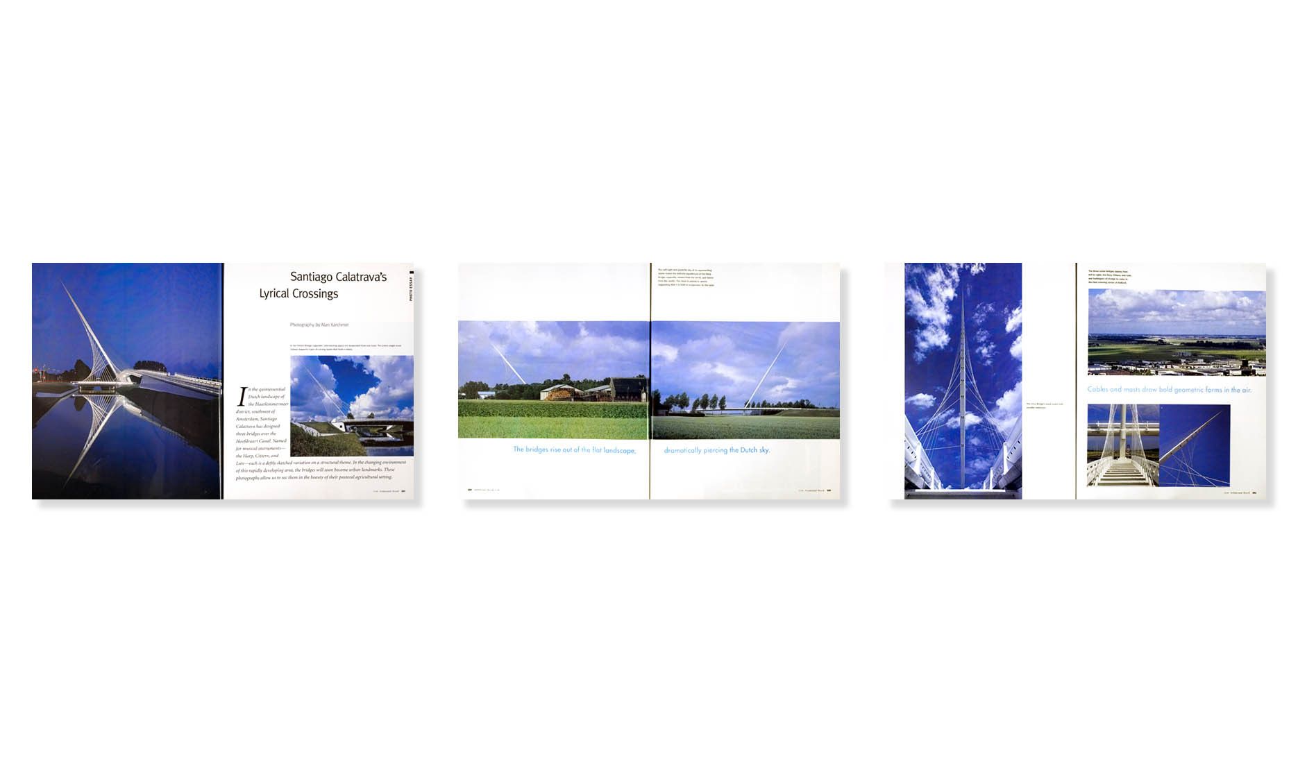 ARCHITECTURAL RECORD 11.04 . SANTIAGO CALATRAVA . THREE BRIDGES OVER THE HOOFDVAART