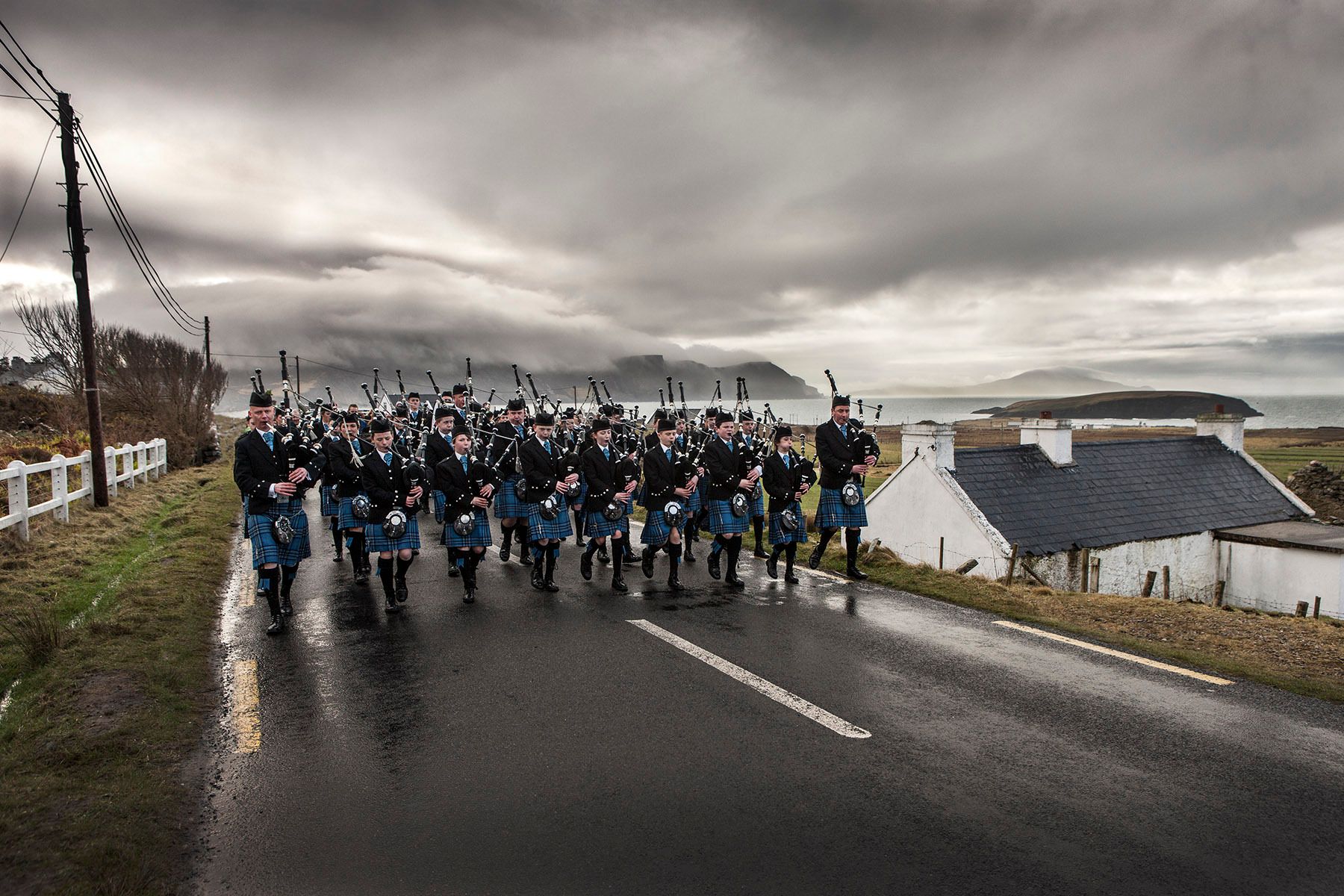 Clew Bay Pipe Band, Saint Patricks Day, Achill Island Ireland