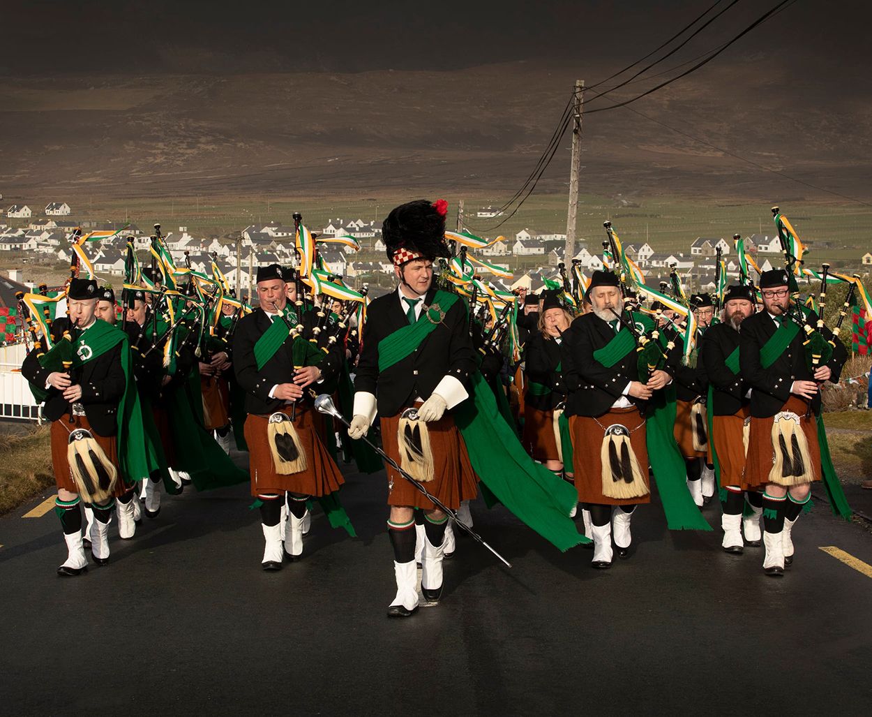 On the March,Dooagh Pipe Band, Saint Patrick's Day, Achill Island, Ireland 
