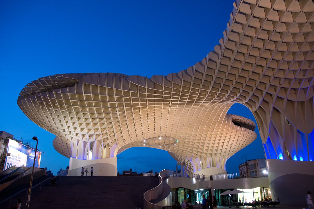 Parasol at night. Seville, Spain.